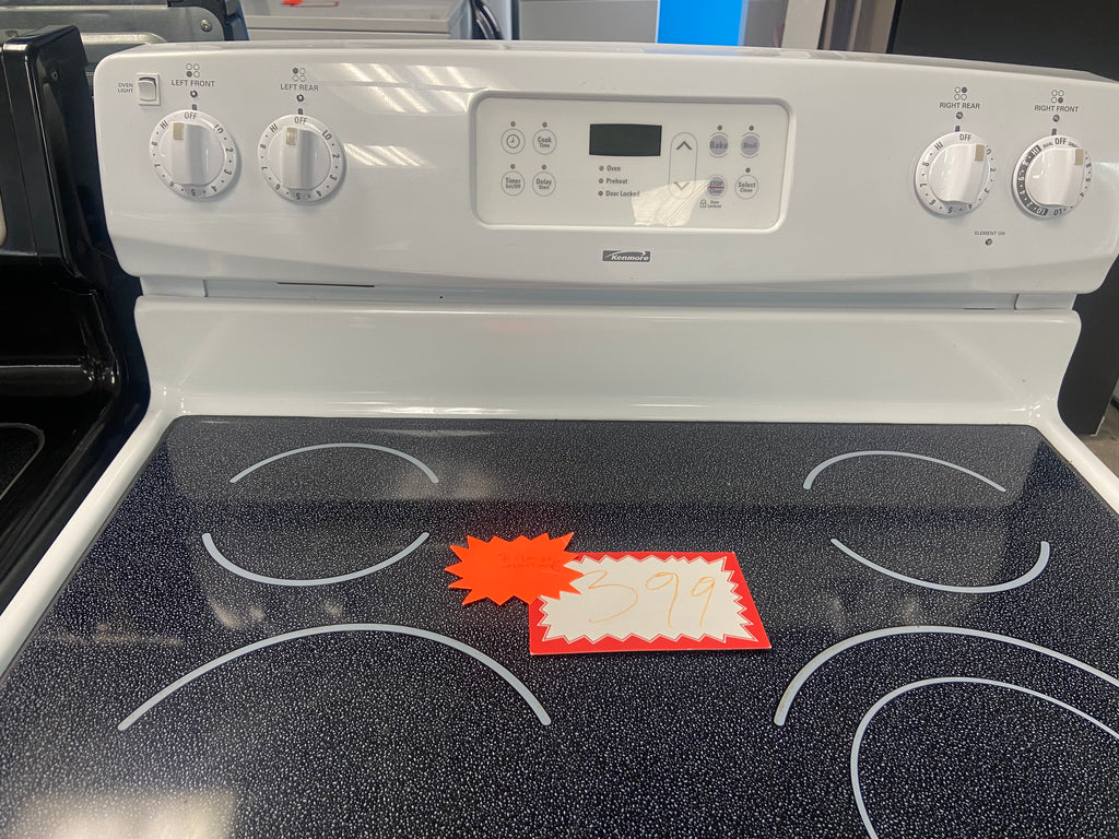 White 30” Kenmore 970-606225 Glass Top Stove (Refurbished)