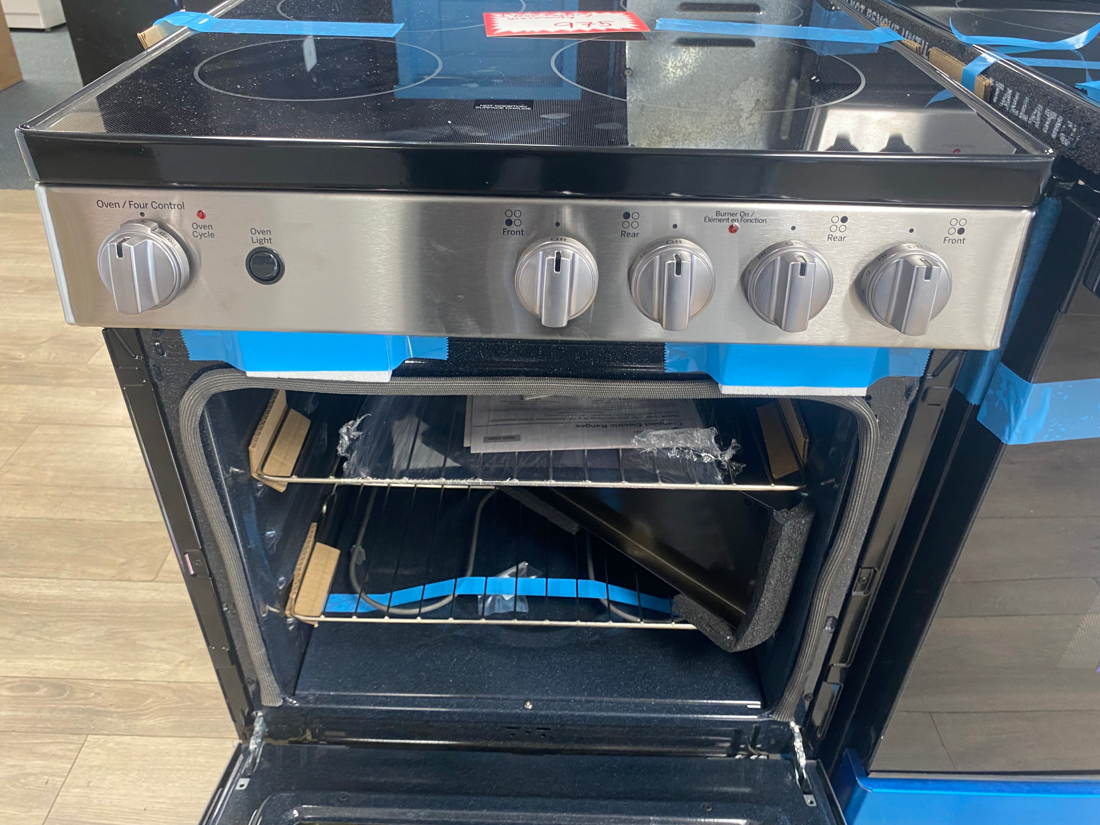 GE JCAS640RM4SS Electric Range, 2.9 cu. ft. Capacity, 24 inch Exterior Width, 4 Burners, Storage Drawer, Steam Clean "Factory certified"