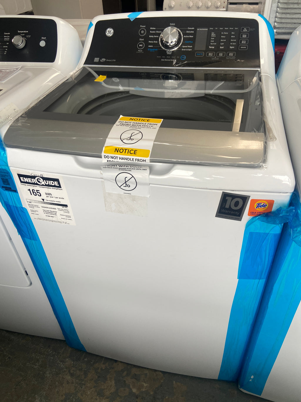 GE washer and dryer set, GTW681BMR0WS Washer and GTX34EBMR0WS Dryer, side by side set up, “Open Box”, 6 Months Warranty