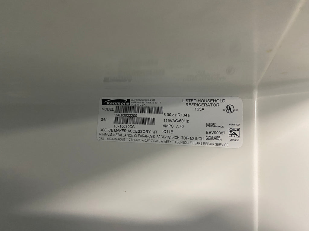 30” White Kenmore 596.63822200 Refrigerator with warranty