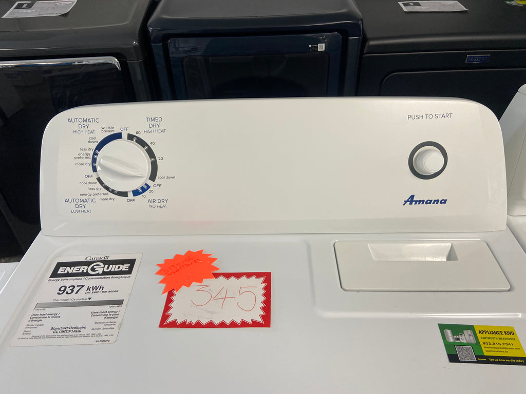 Amana YNED4655EW1 Electric Dryer, 6.5 cu. ft. Dryer Capacity, 11 Dry Cycles, 3 Temperature Settings, Vented, White colour