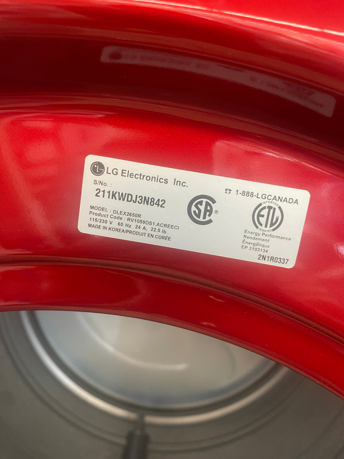 LG washer and dryer, Red in Color, Stackable, "Refurbished"