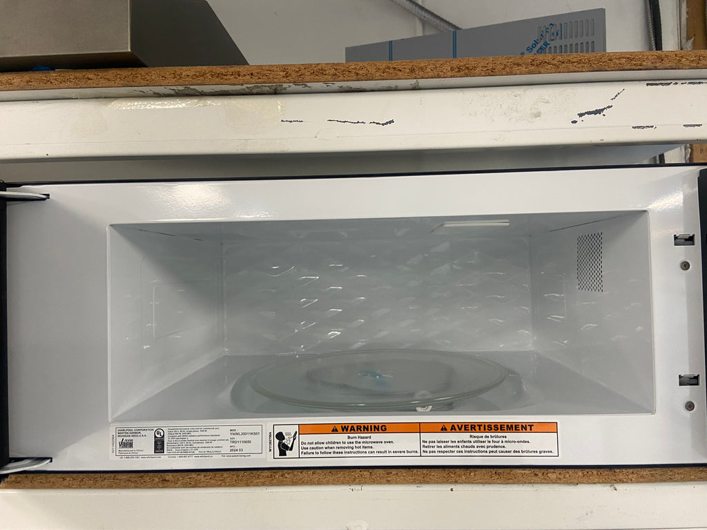 Stainless 30” Whirlpool YWML35011KS01 OTR Microwave, Low profile, 1.1 cu ft,  "Brand New"