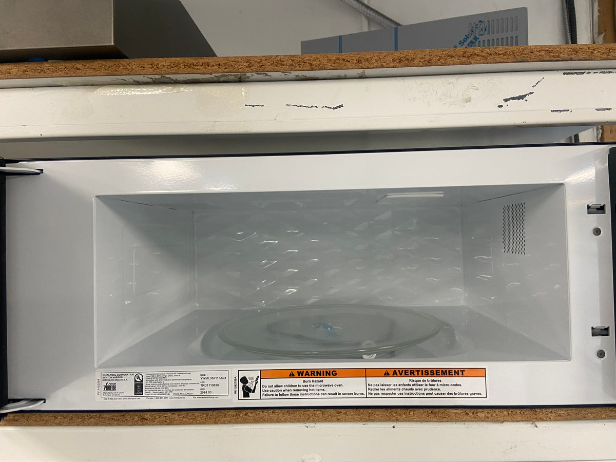 Stainless 30” Whirlpool YWML35011KS01 OTR Microwave, Low profile, 1.1 cu ft,  "Brand New"