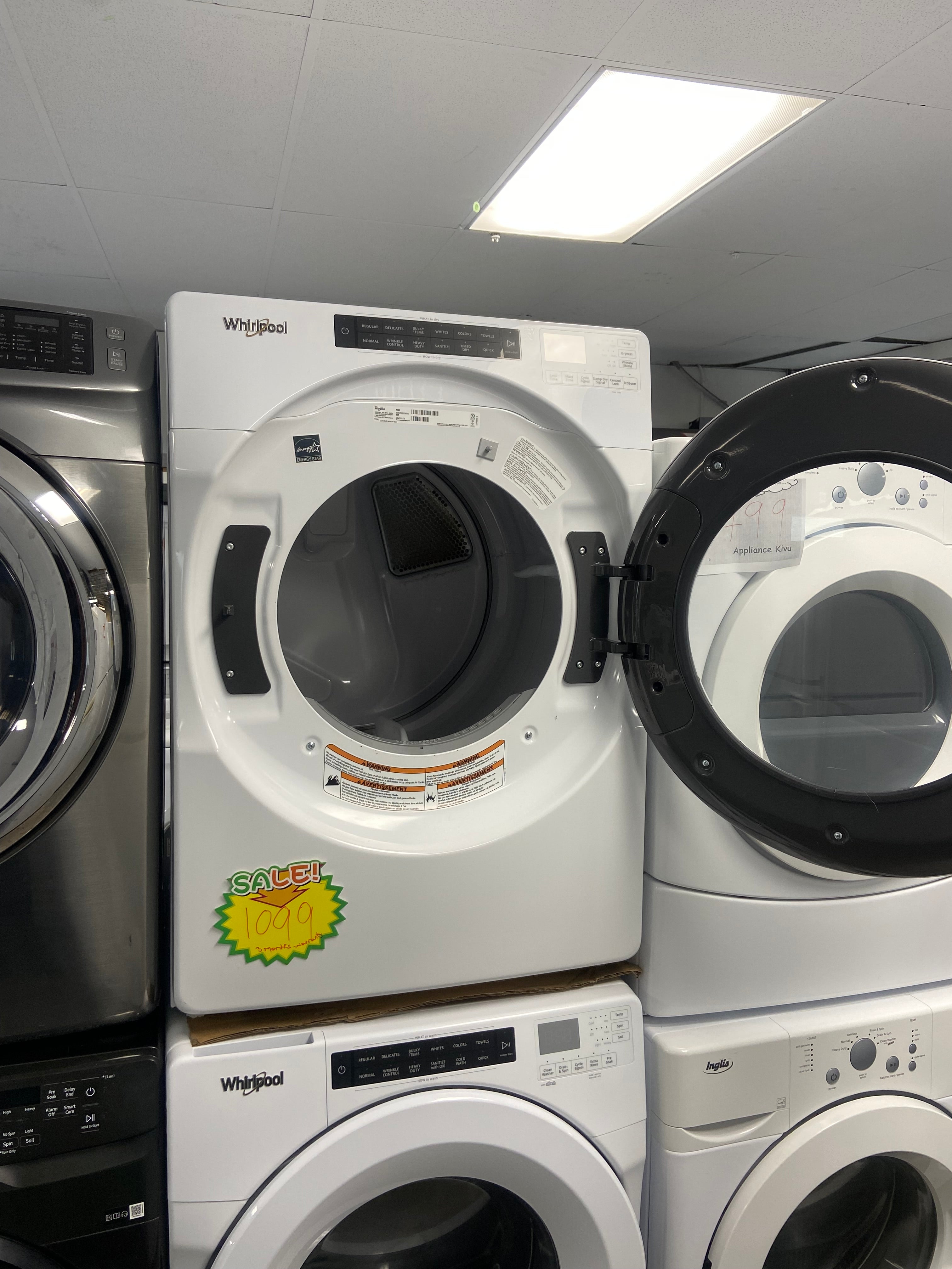 Heavy duty 27” White Whirlpool Stackable Washer, Dryer set YWED5620HW0, WFW560CHWO