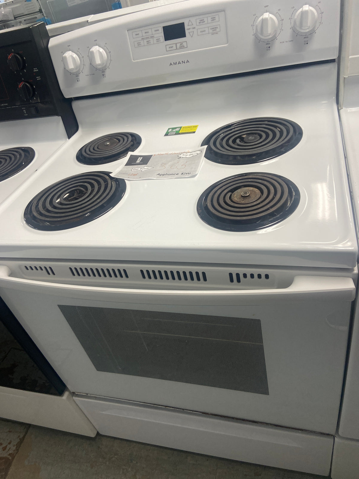 Amana coil top stove, YACR4303MFW5,  “Refurbished”, 3 Months Warranty