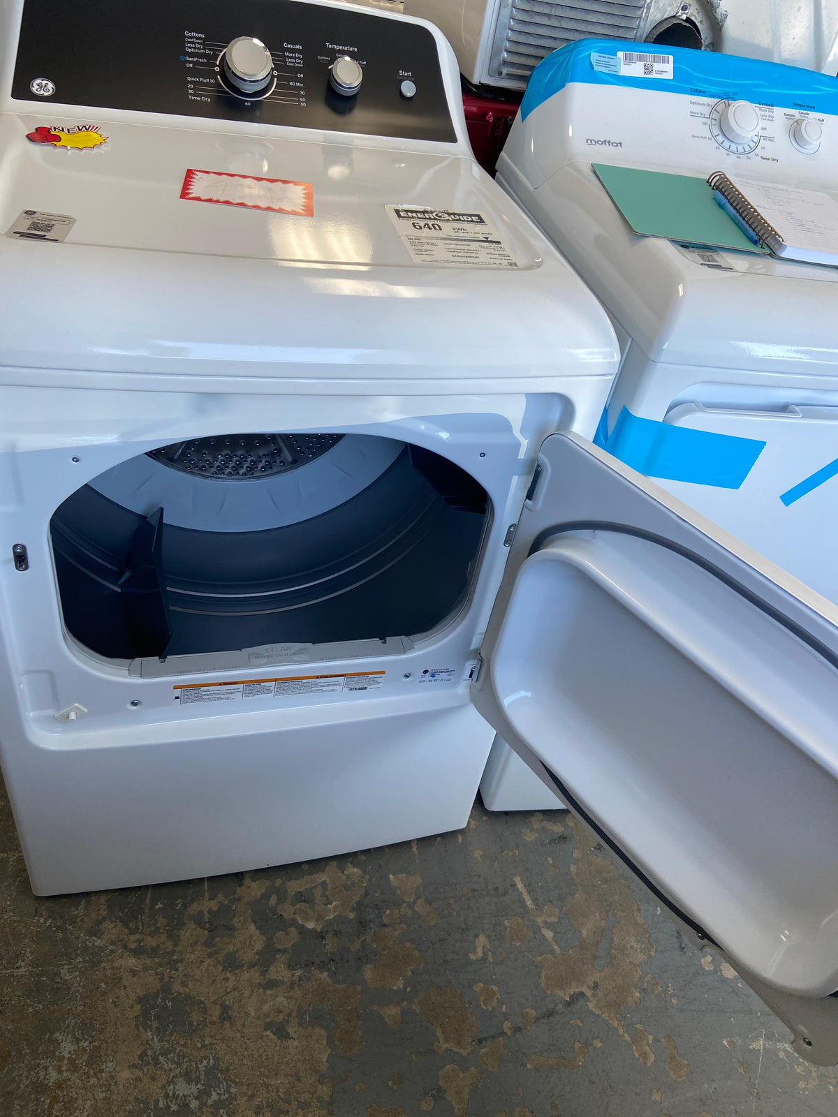GE white dryer, “Open Box”, 6 months warranty
