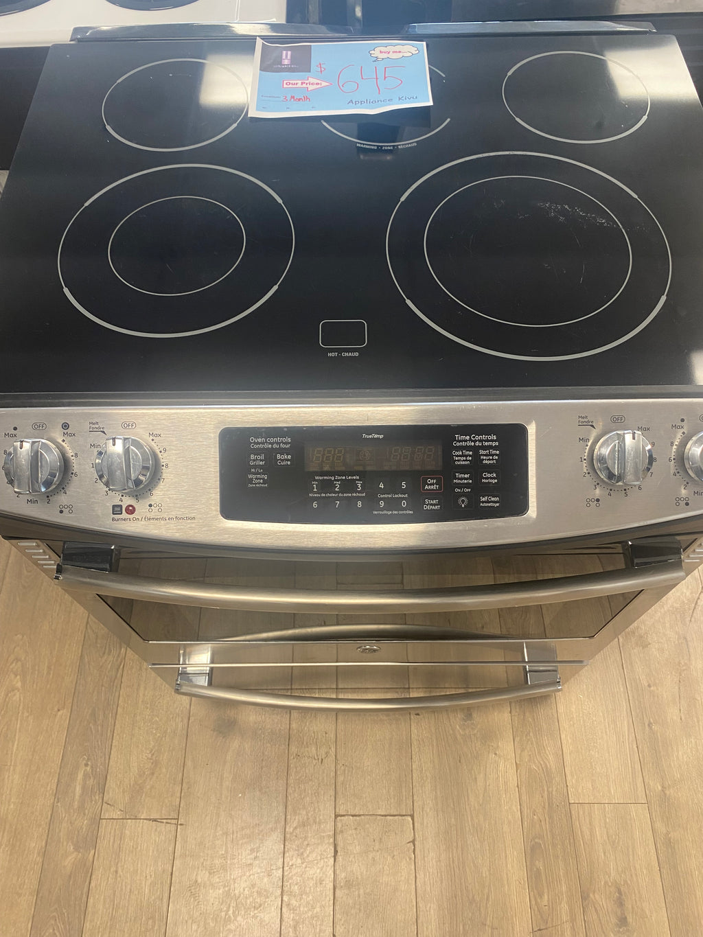 GE Slide in Glass top stove, "Refurbished" Stainless.