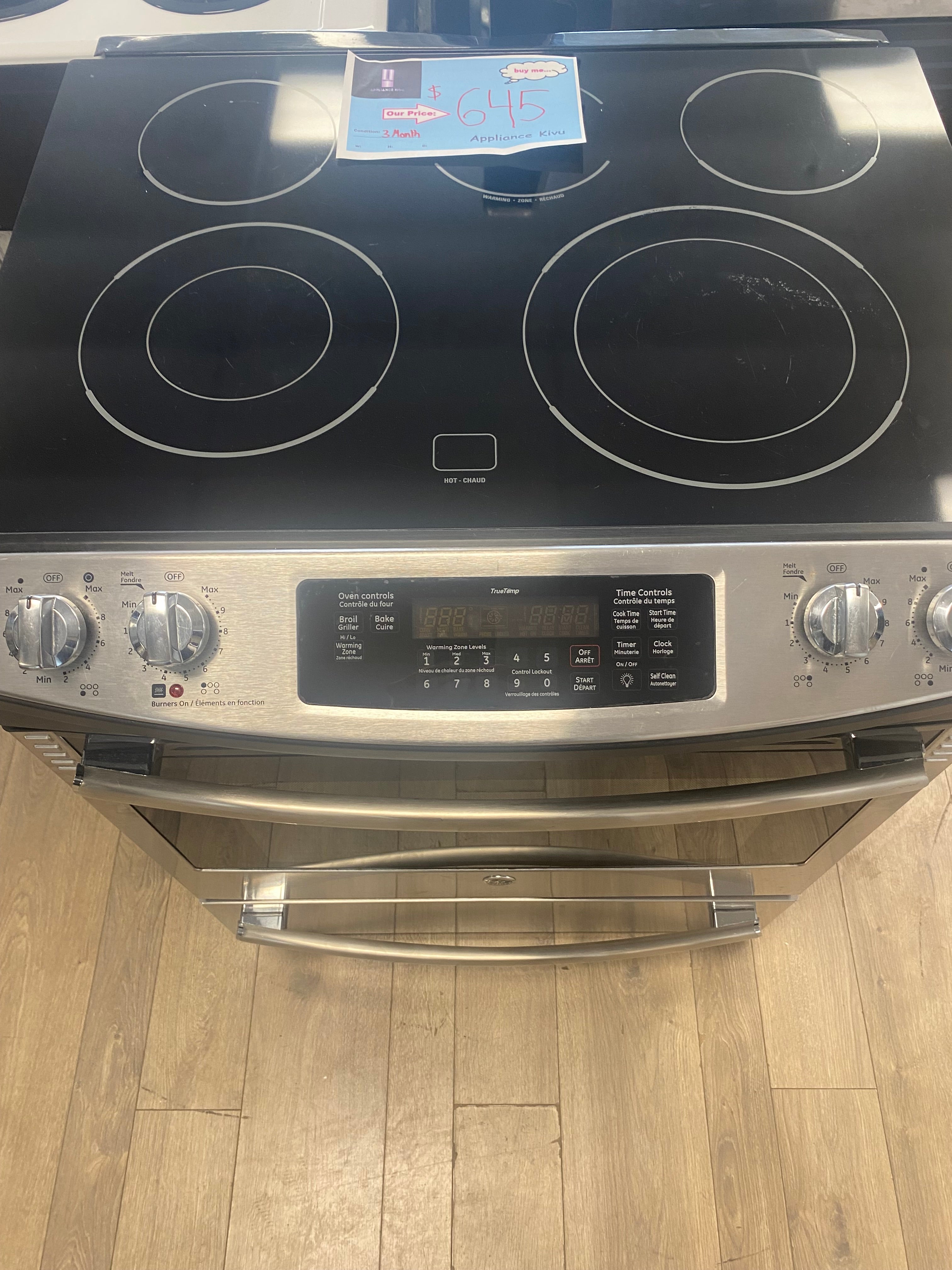 GE Slide in Glass top stove, "Refurbished" Stainless.