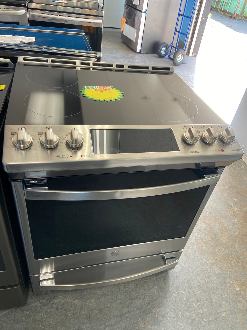 GE profile slide in stove, PCS940YM4FS, “Open Box”, 6 Months Warranty