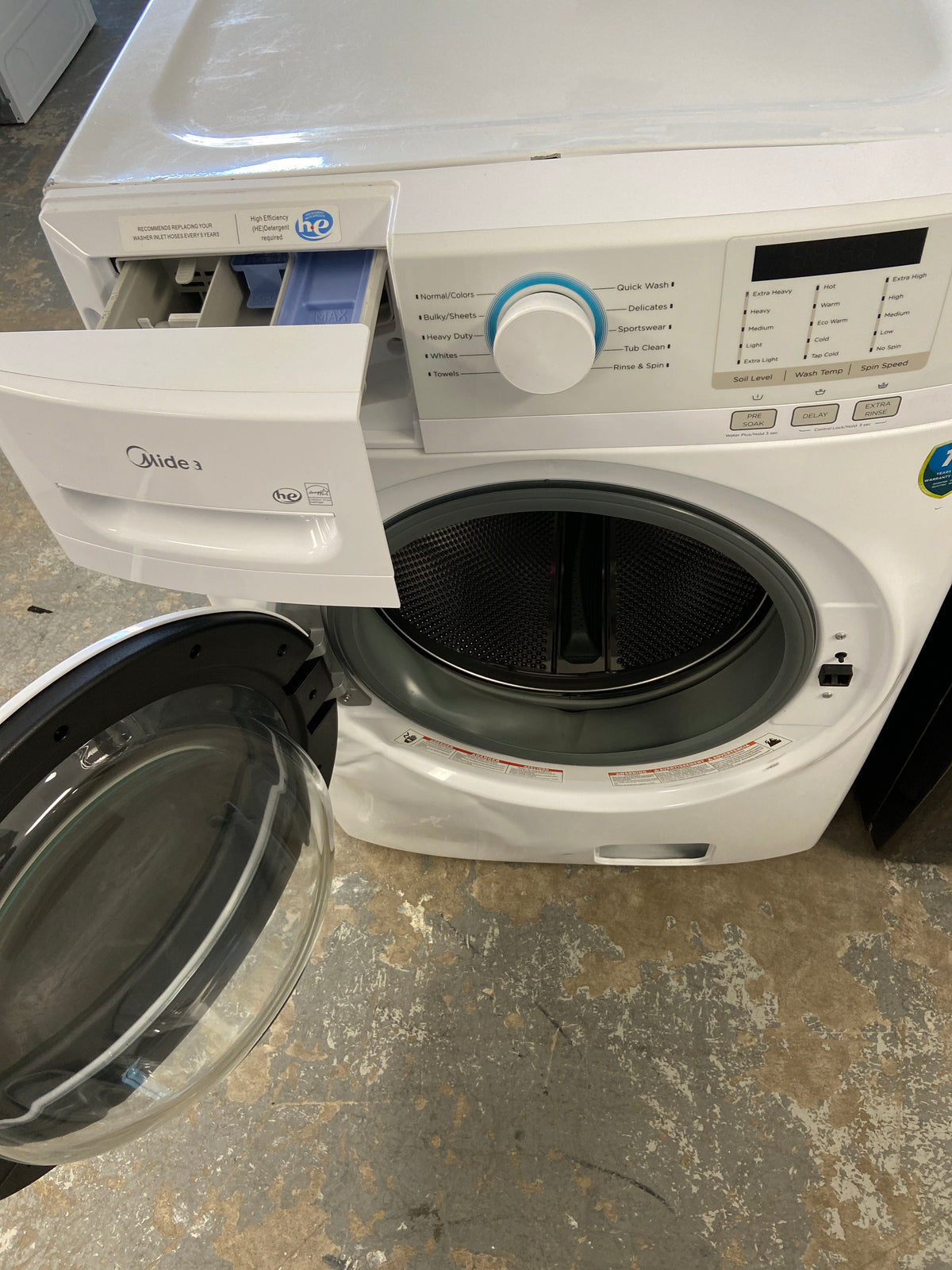 Midea Front Load washer, white, He (high efficiency marked), energy star certified, “Used”, 3 Months Warranty