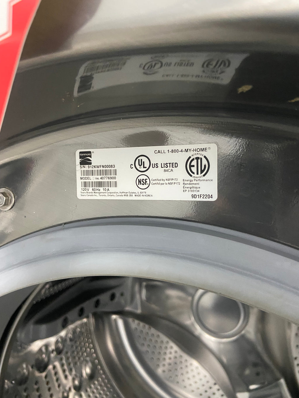 Grey 27” Width Kenmore Front Load Washer "Refurbished"