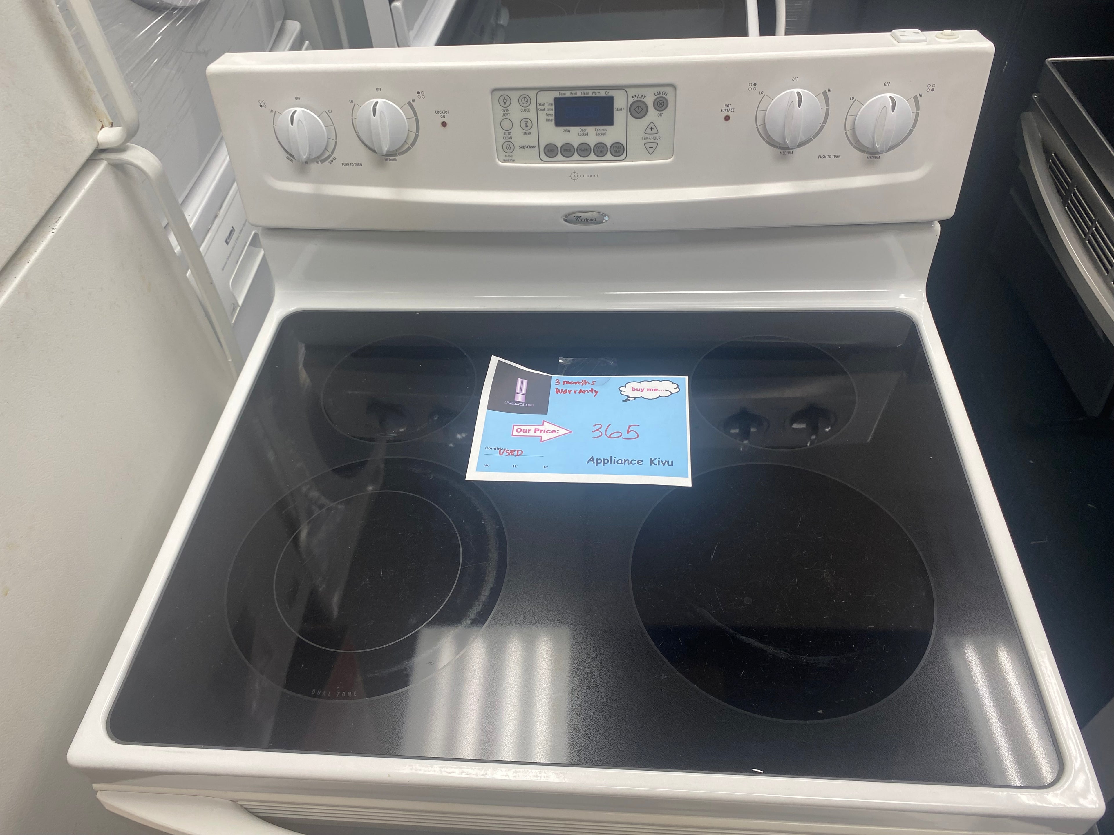 Whirlpool glass top stove "REFURBISHED" white