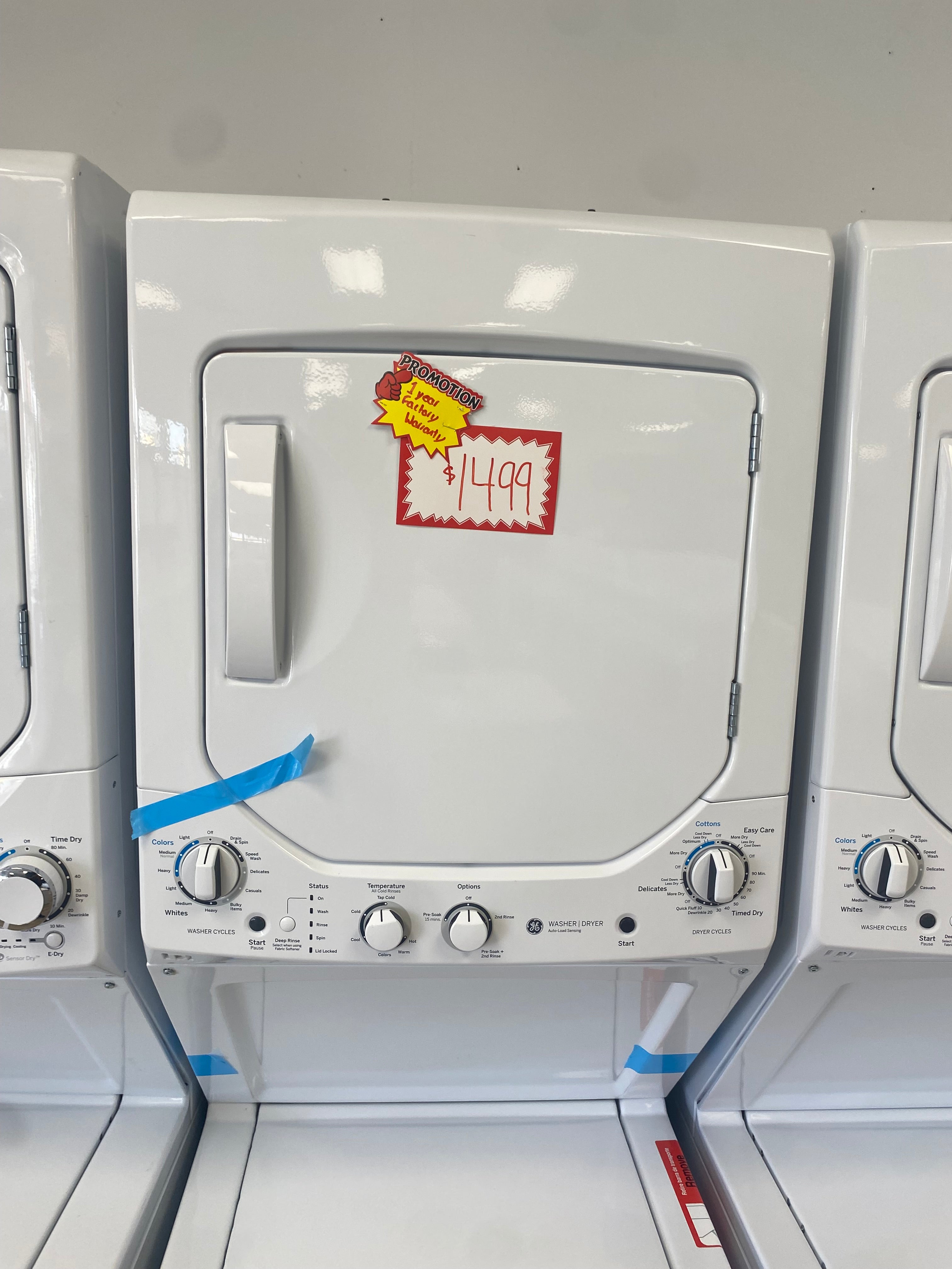 GE 24" Unitized Spacemaker Washer and Electric Dryer White - GUD24ESMM1WW
