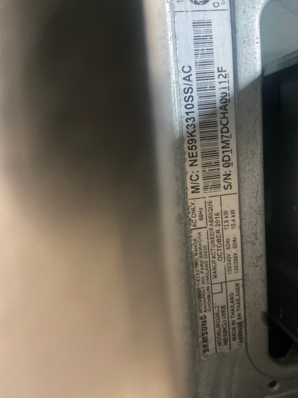 Samsung Stainless stove, NE59K3310SS/AC,  “Refurbished”, 3 Months warranty