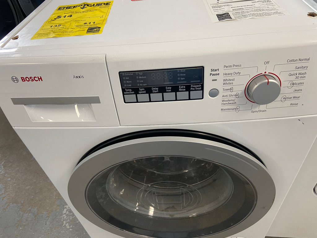 Bosch WAP24201UC Front Load Washer, 23 1/2 inch Width, 2.2 cu. ft. Capacity, 15 Wash Cycles, 6 Temperature Settings, Stackable, 1200 RPM Washer Spin Speed, Water Heater, Silver Door colour