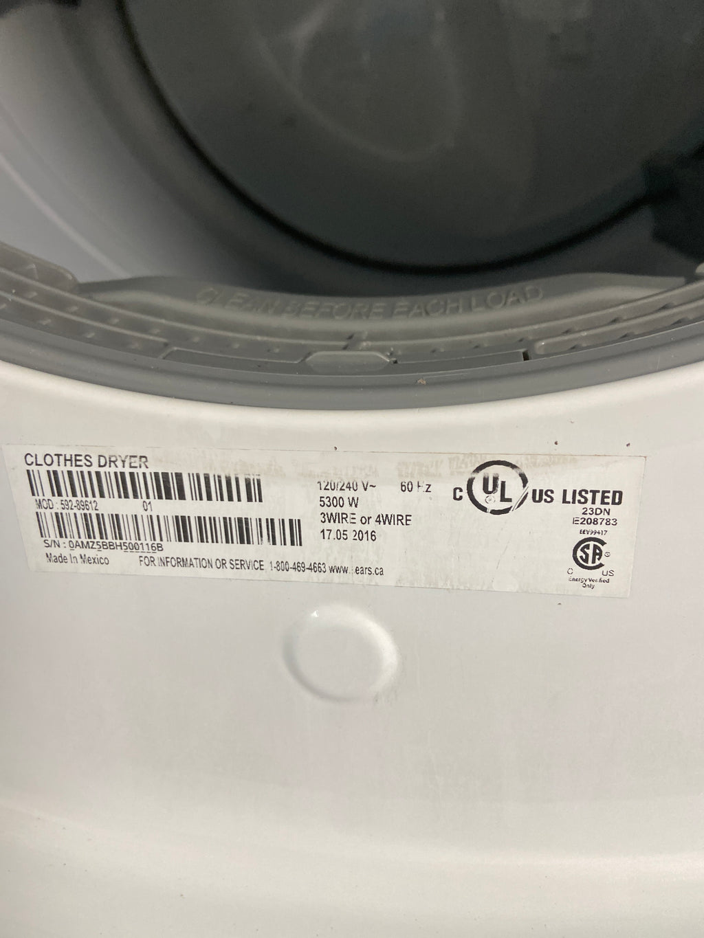Kenmore white dryer, sensor dry, he(high efficiency marked), “Refurbished”, 3 Months Warranty