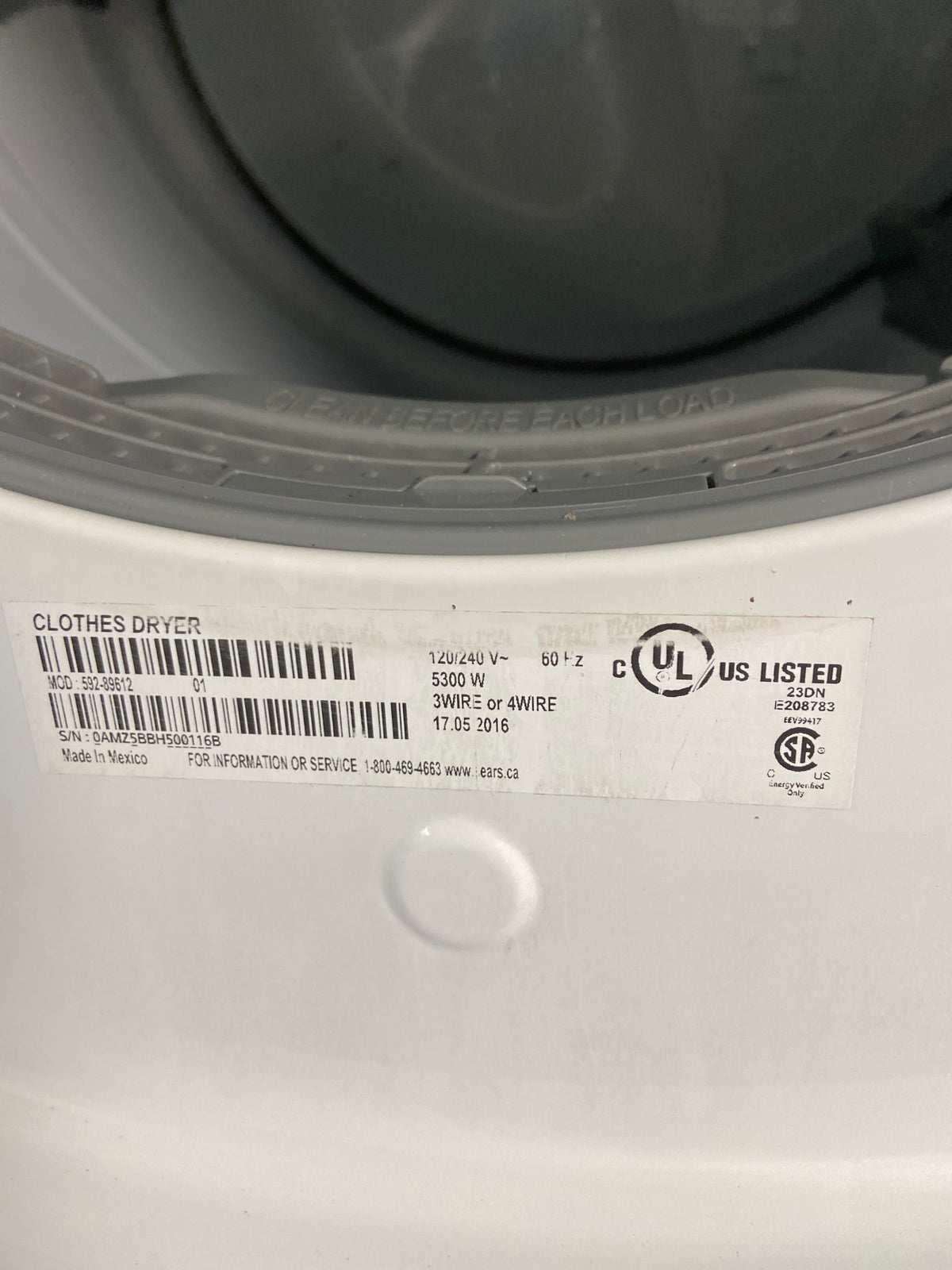 Kenmore white dryer, sensor dry, he(high efficiency marked), “Refurbished”, 3 Months Warranty