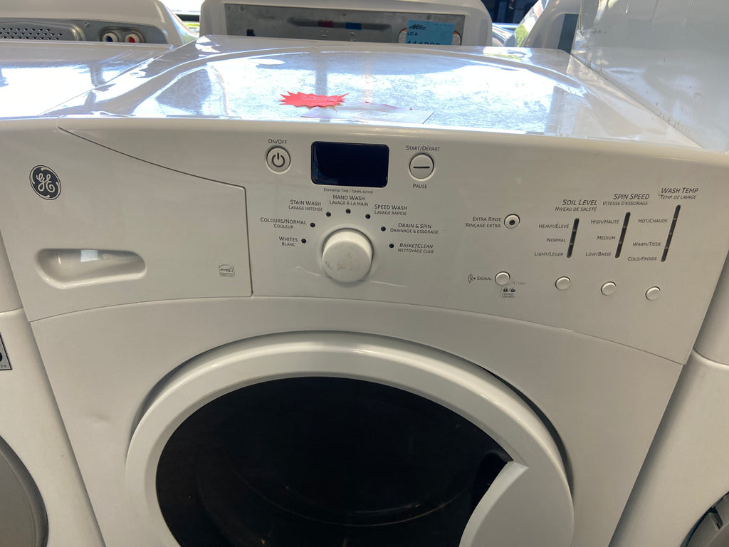 GE GFAN1000LWW Front Load Washer, 27 inch Width, 3.8 cu. ft. Capacity, 3 Wash Cycles, 3 Temperature Settings, Stackable, 1 RPM Washer Spin Speed, Water Heater, White colour