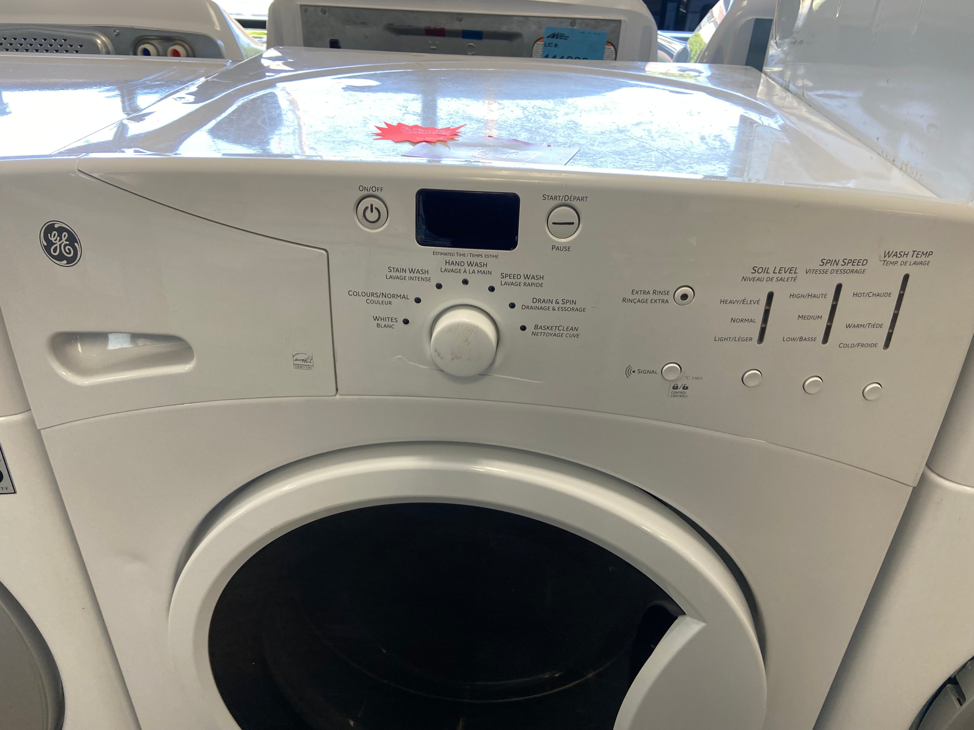 GE GFAN1000LWW Front Load Washer, 27 inch Width, 3.8 cu. ft. Capacity, 3 Wash Cycles, 3 Temperature Settings, Stackable, 1 RPM Washer Spin Speed, Water Heater, White colour