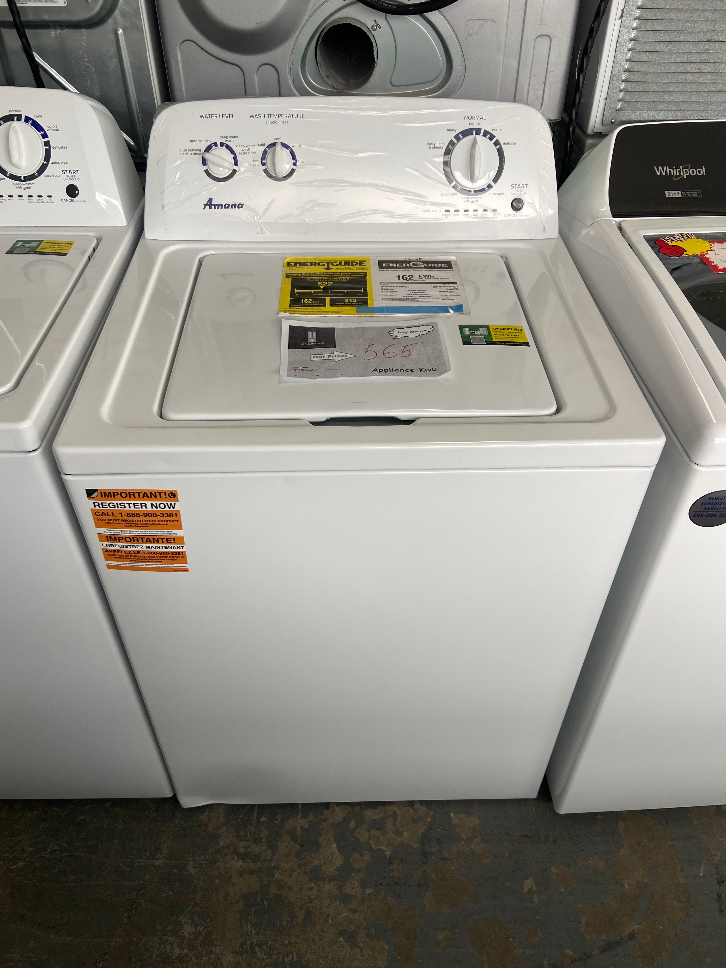 Amana NTW4516FW4 Top Load Washer, 700 RPM Washer Spin Speed, 8 Wash Cycles, 5 Temperature Settings, White colour