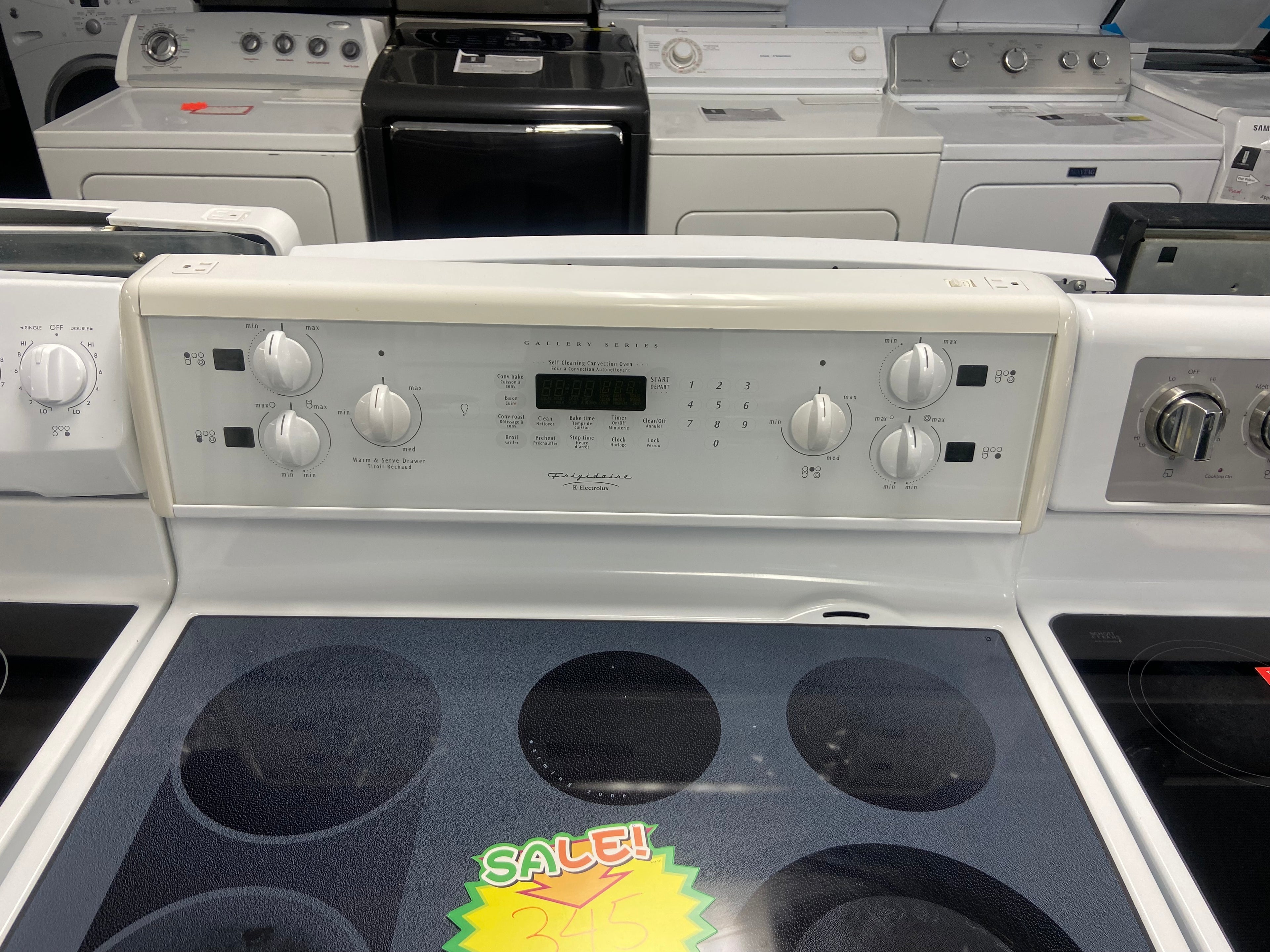 White 30” Frigidaire PGLEF388CS1 Glass Top Stove "Refurbished"