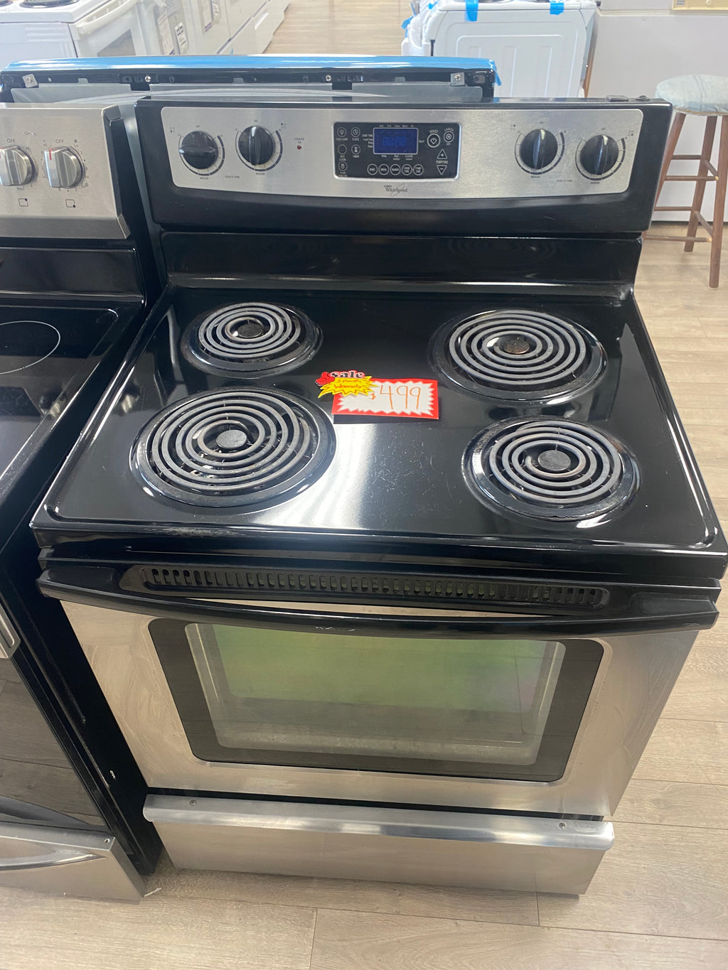 30 INCH whirlpool stainless steel coil top stove self clean "refurbished"