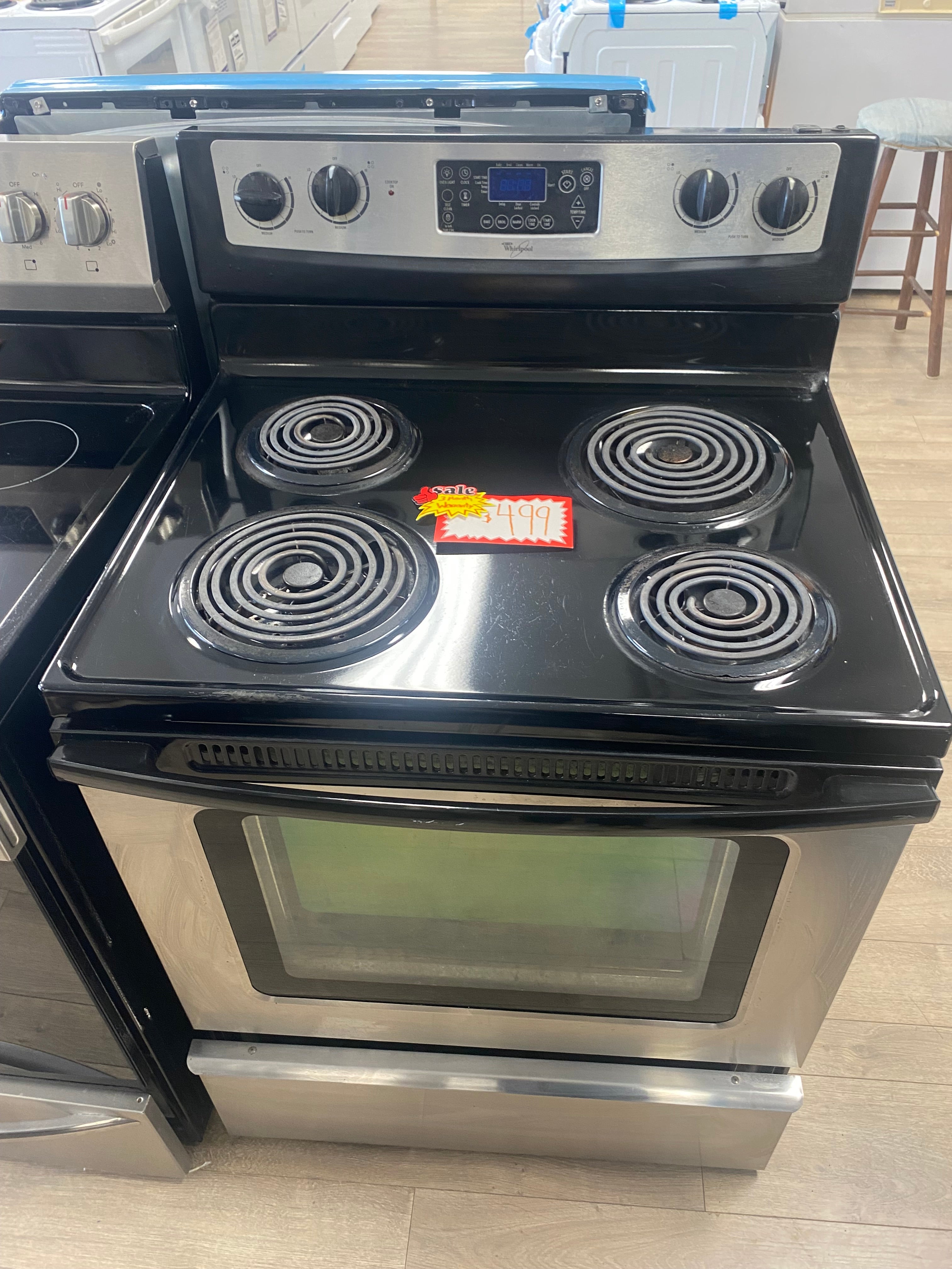 30 INCH whirlpool stainless steel coil top stove self clean "refurbished"