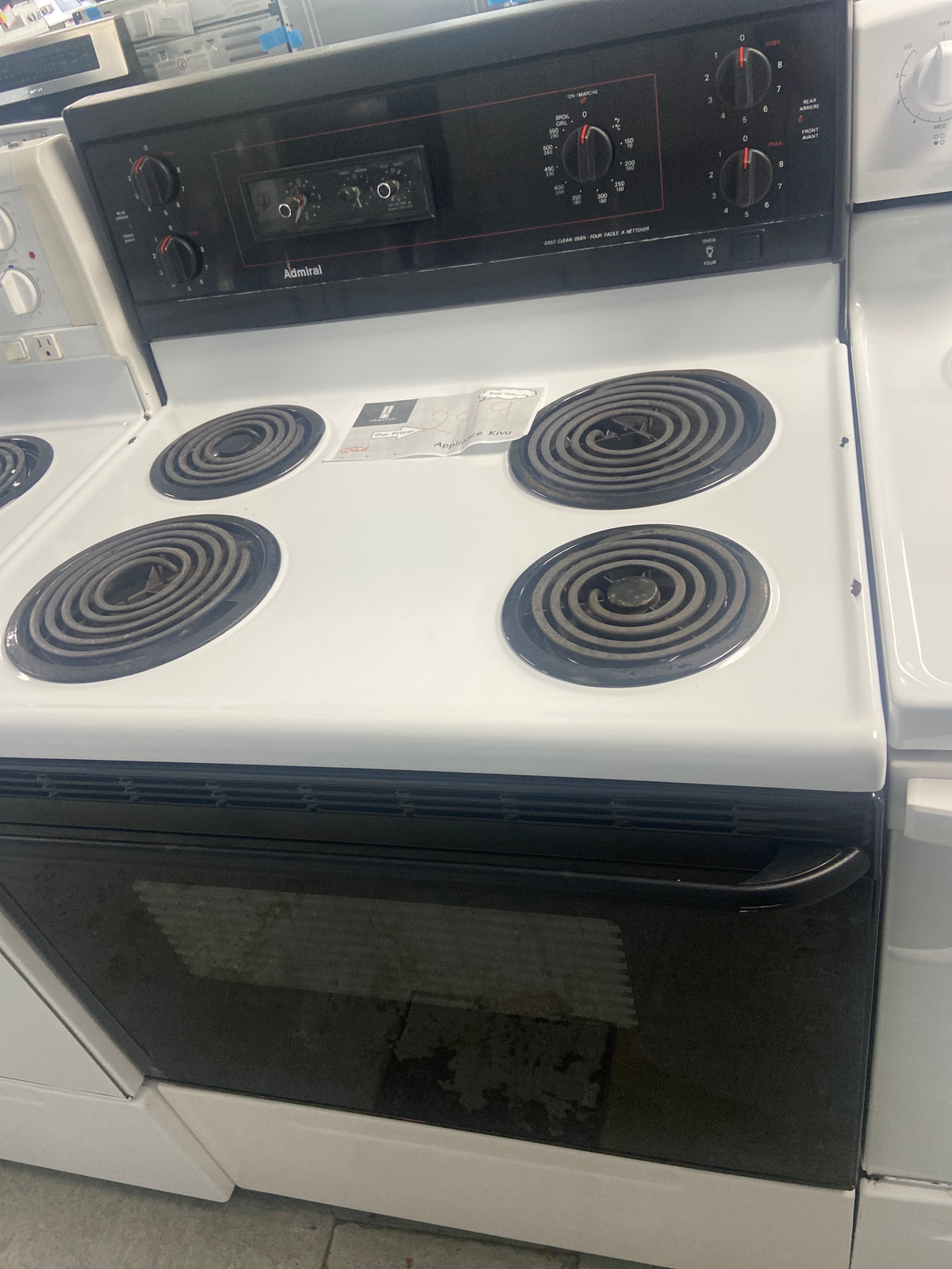 Admiral coil top stove, ADE33802, “Refurbished”, 3 Months warranty