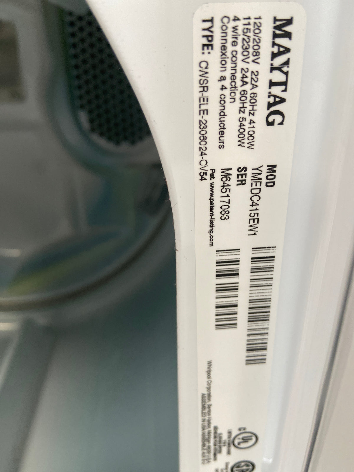 Maytag Centennial dryer, white, “Refurbished”, 3 Months Warranty