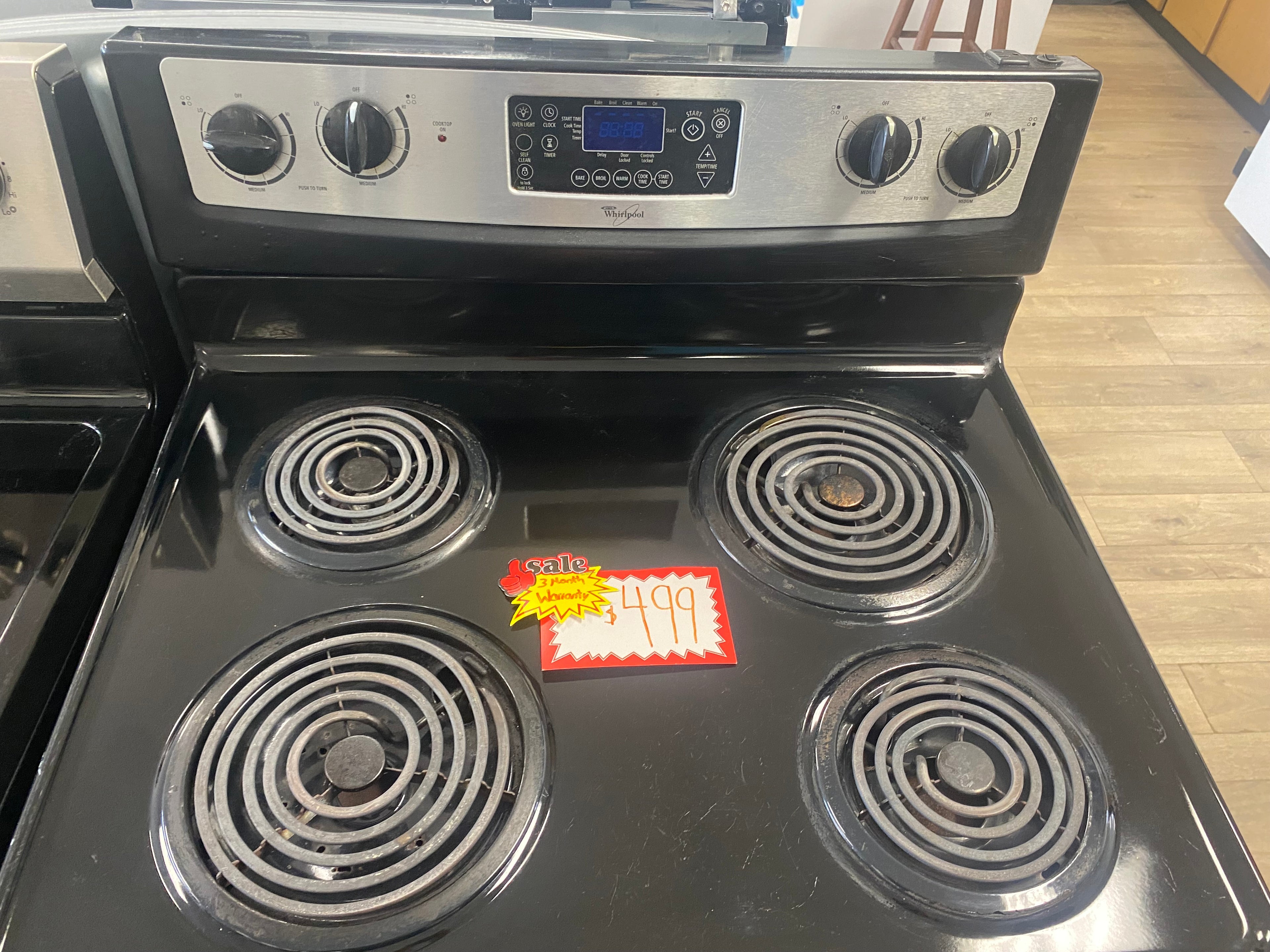 30 INCH whirlpool stainless steel coil top stove self clean "refurbished"
