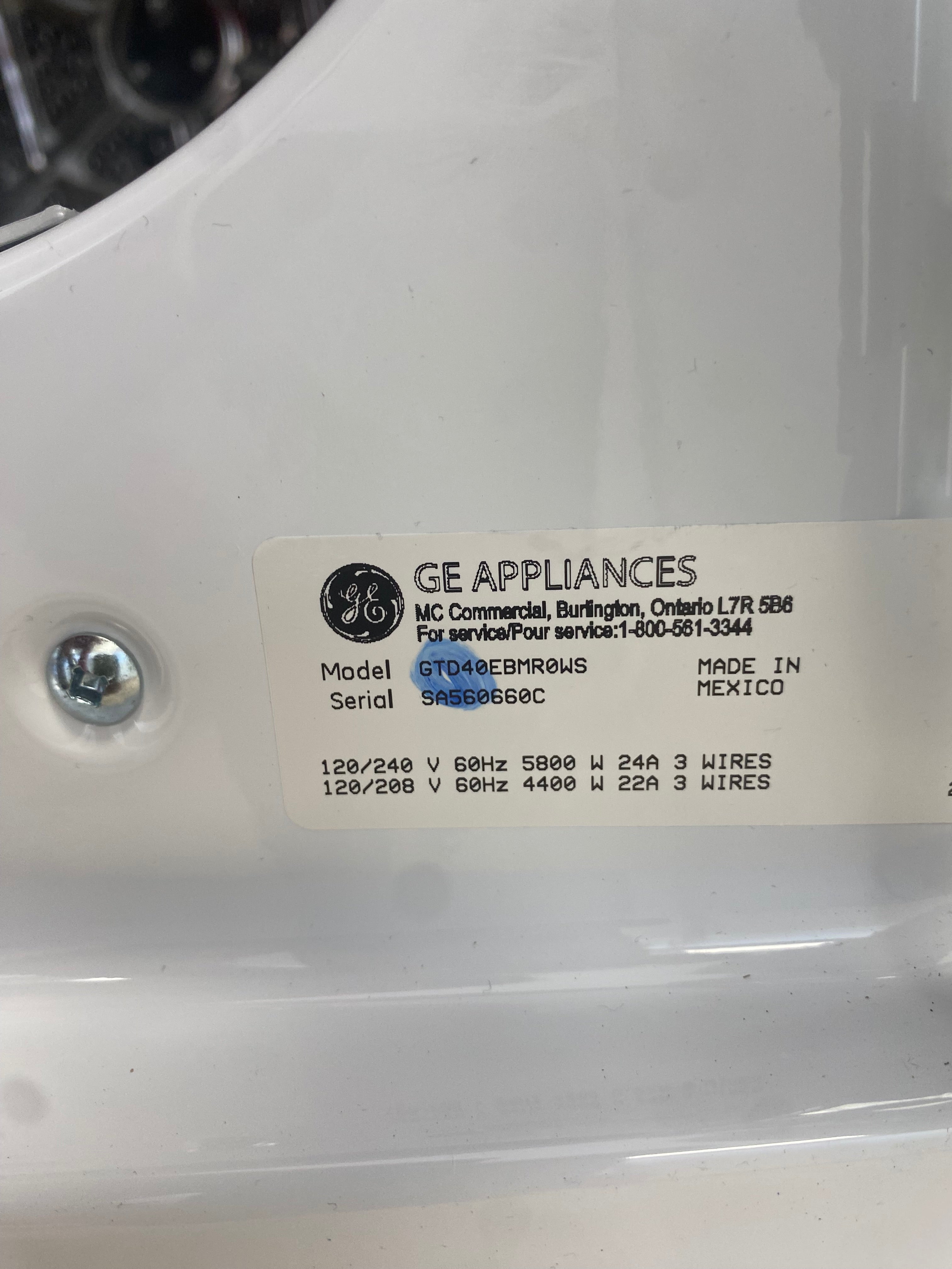 GE White Dryer " New Scratch And Dented"