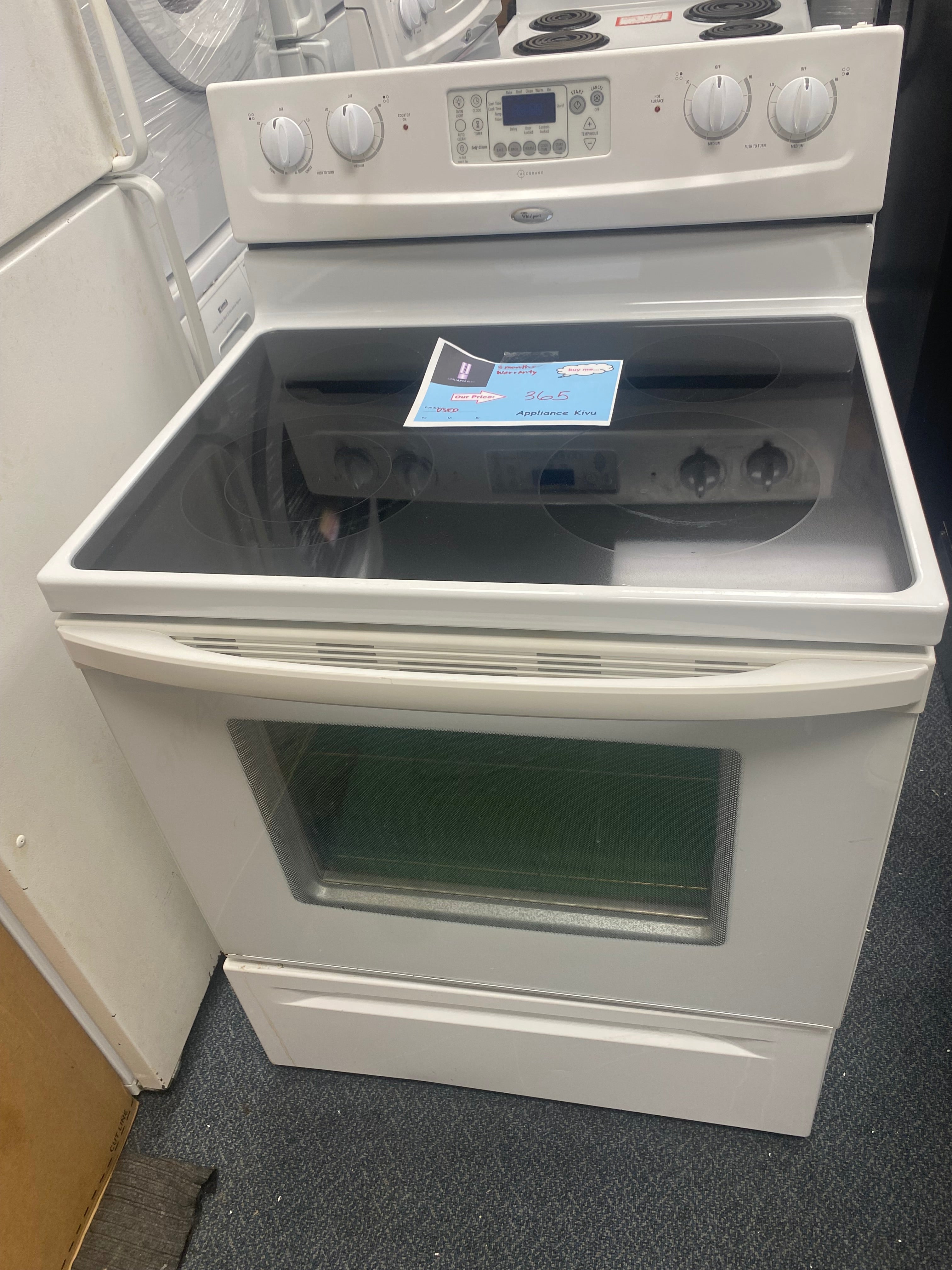 Whirlpool glass top stove "REFURBISHED" white