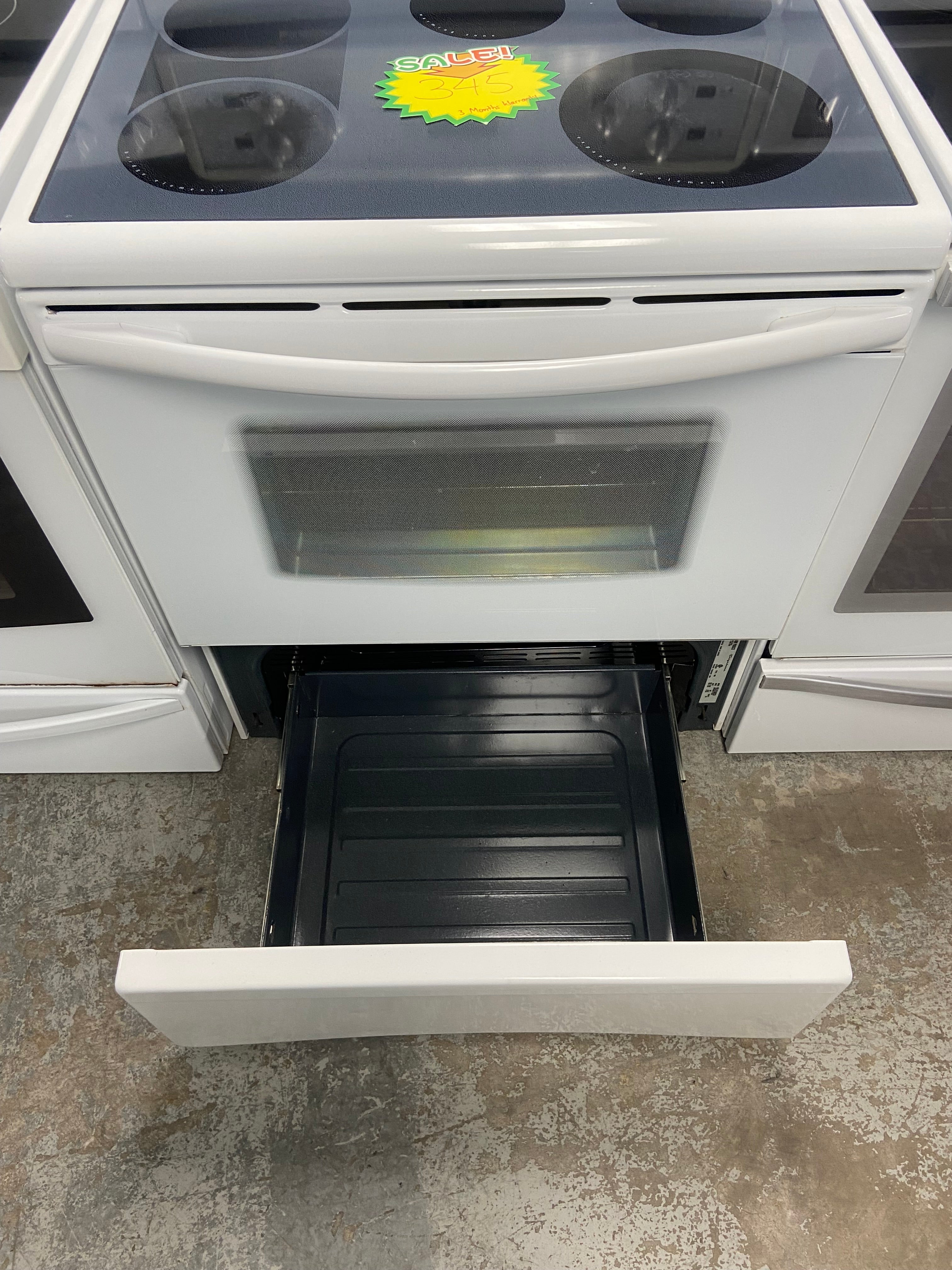White 30” Frigidaire PGLEF388CS1 Glass Top Stove "Refurbished"