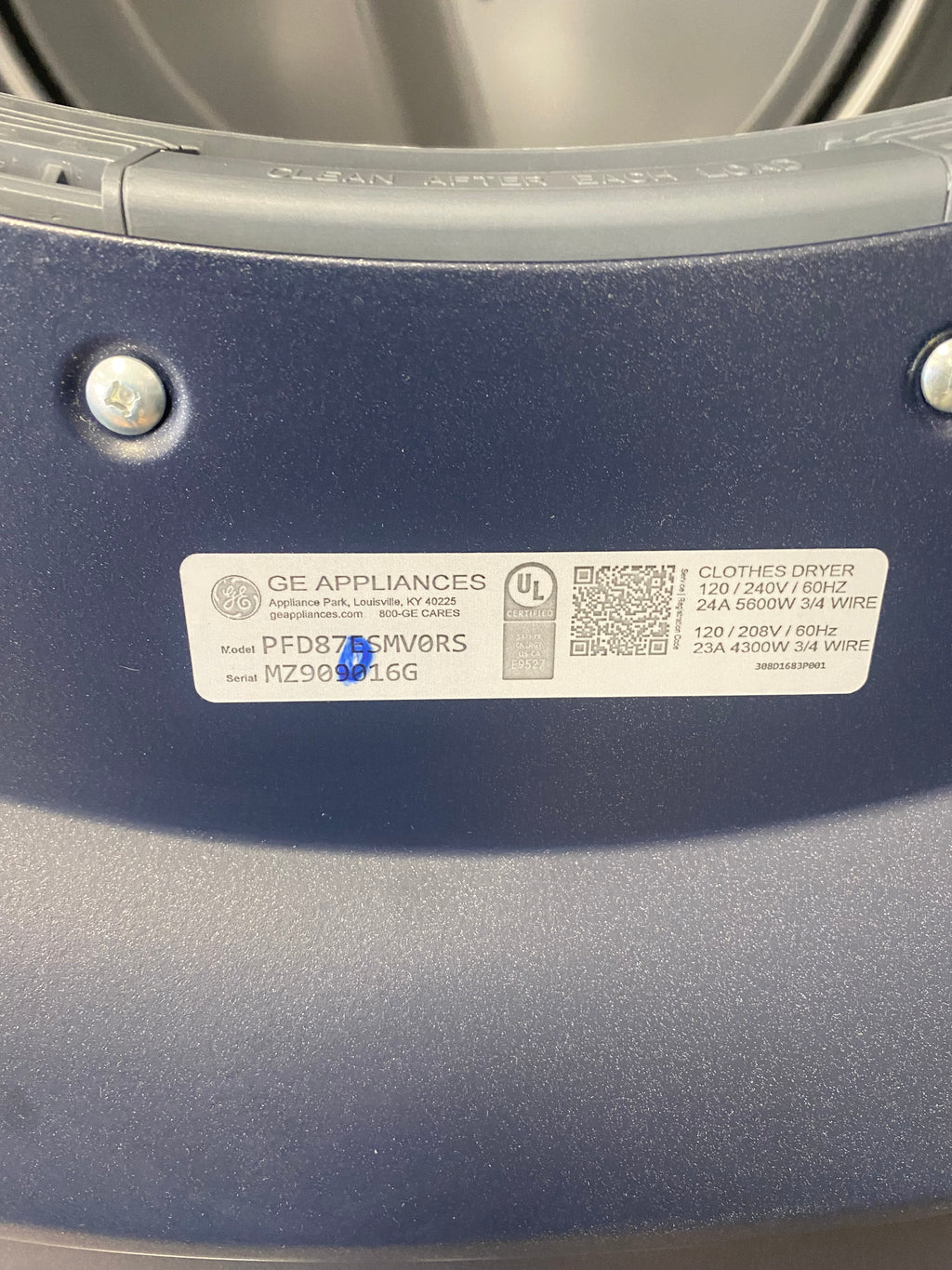 Profile 28-inch. W 6.1 cu ft IEC Front Load Washer and W 7.8 cu. ft. Smart Electric Dryer in Sapphire Blue "Scratch&Dent"