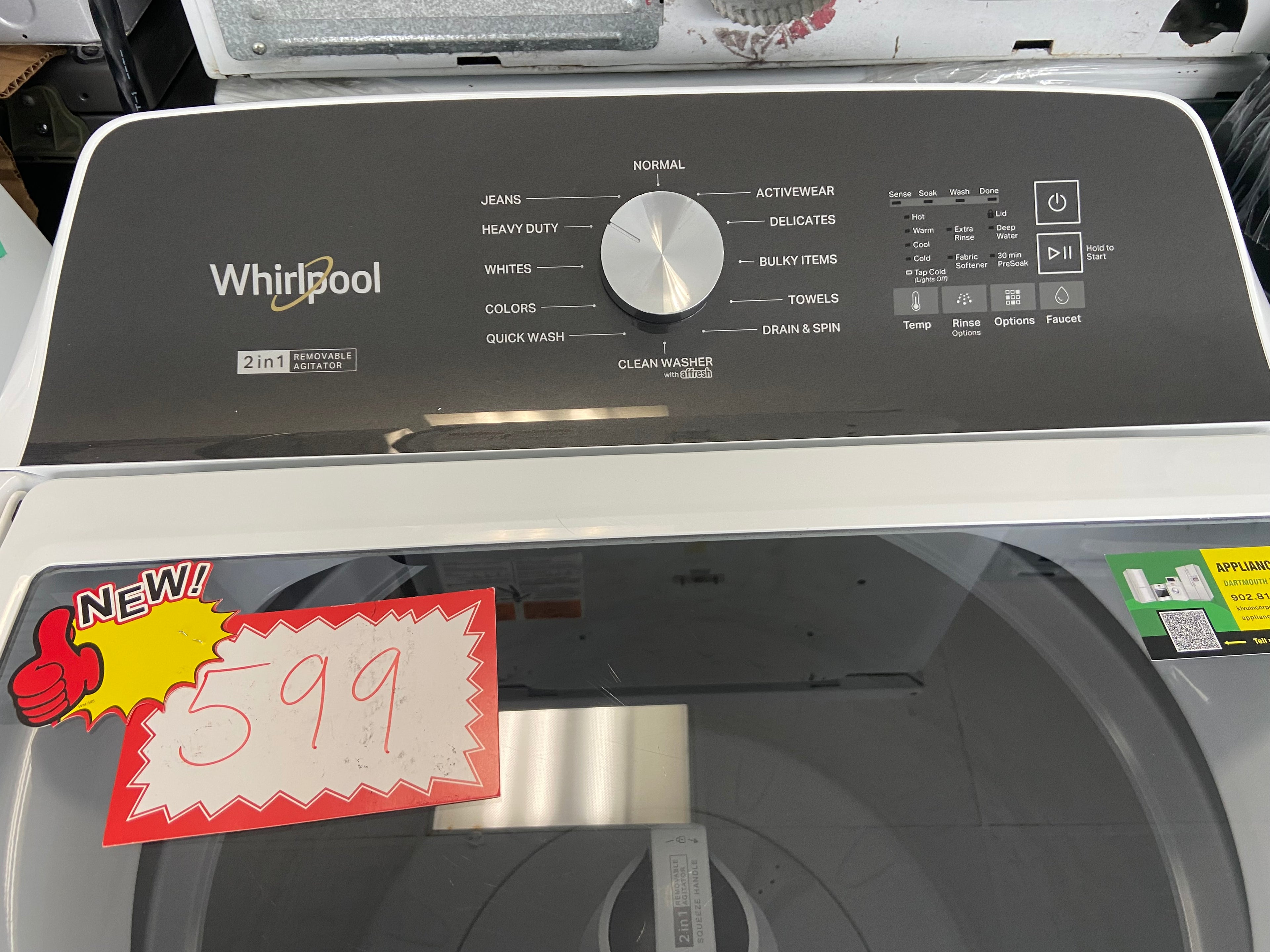 Whirlpool WTW5057LW0 Top Load Washer, 27 inch Width, 5.5 cu. ft. Washer Capacity, 770 RPM Washer Spin Speed, 12 Wash Cycles, 5 Temperature Settings, White colour (2-in-1 Removable Agitator),Water Faucet