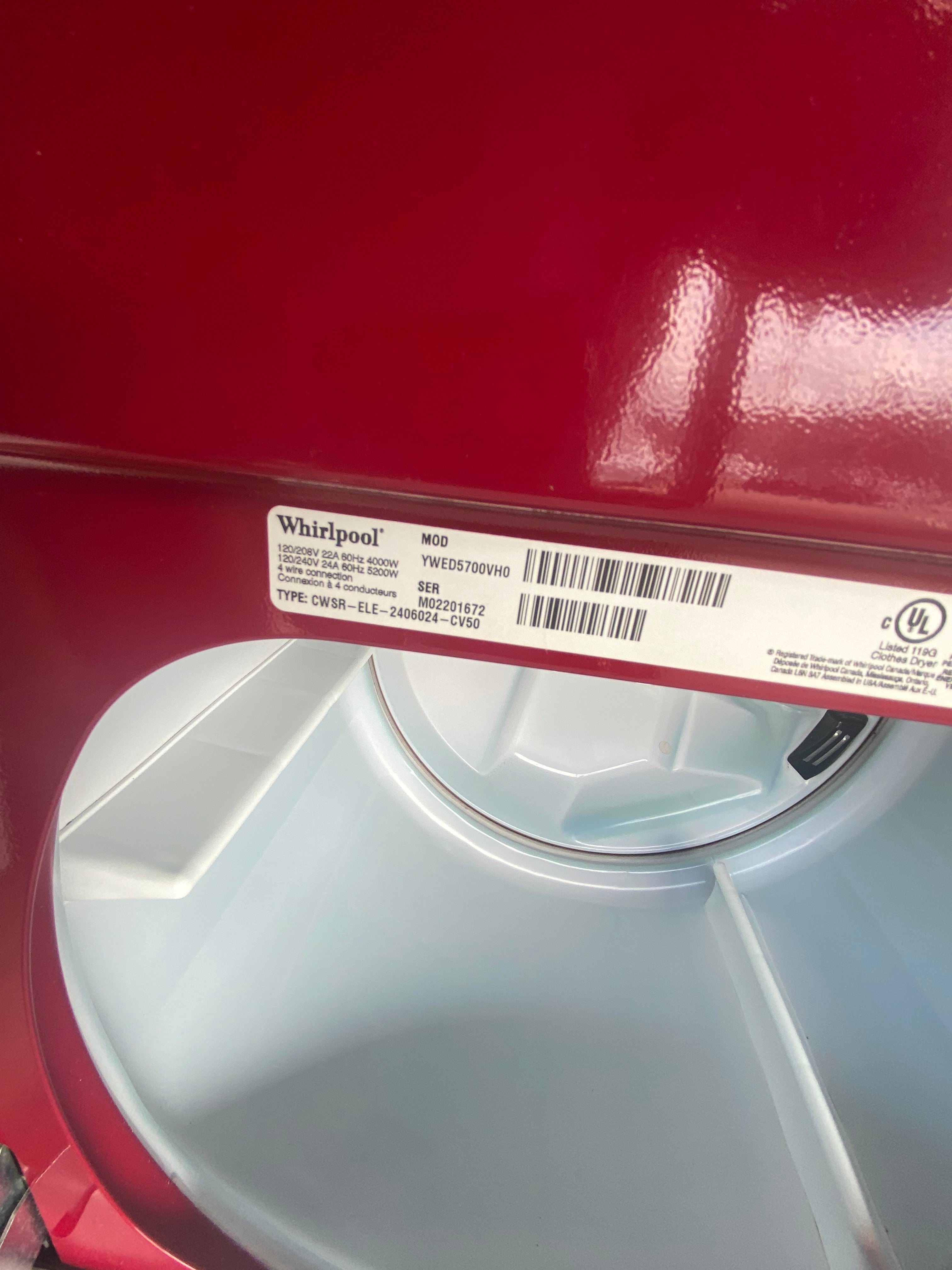 Whirlpool dryer "Refurbished" 27" Wide