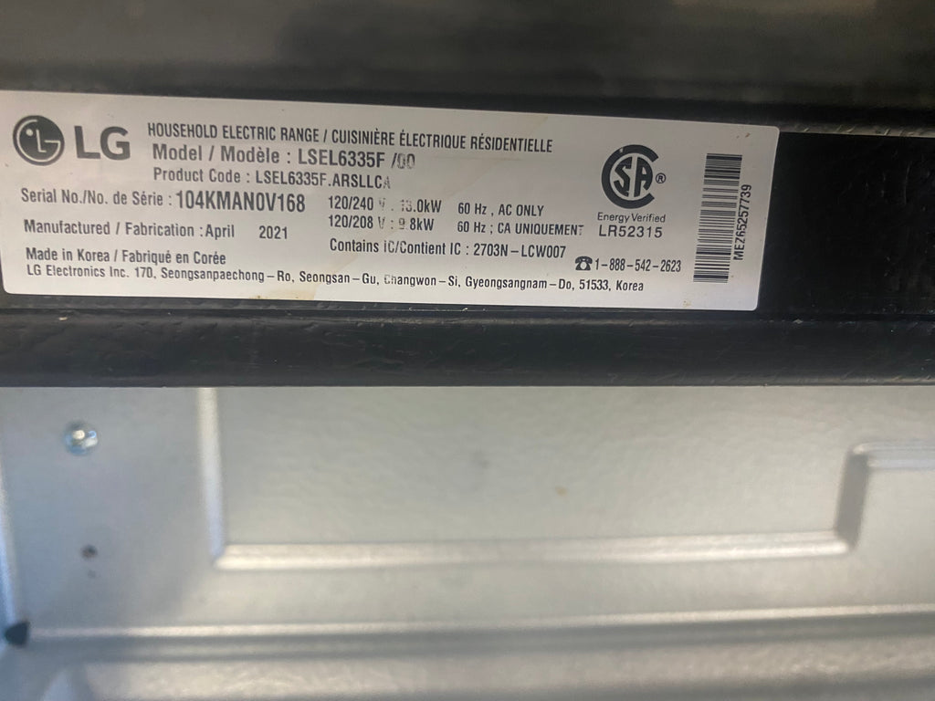 LG glass top slide in Stove