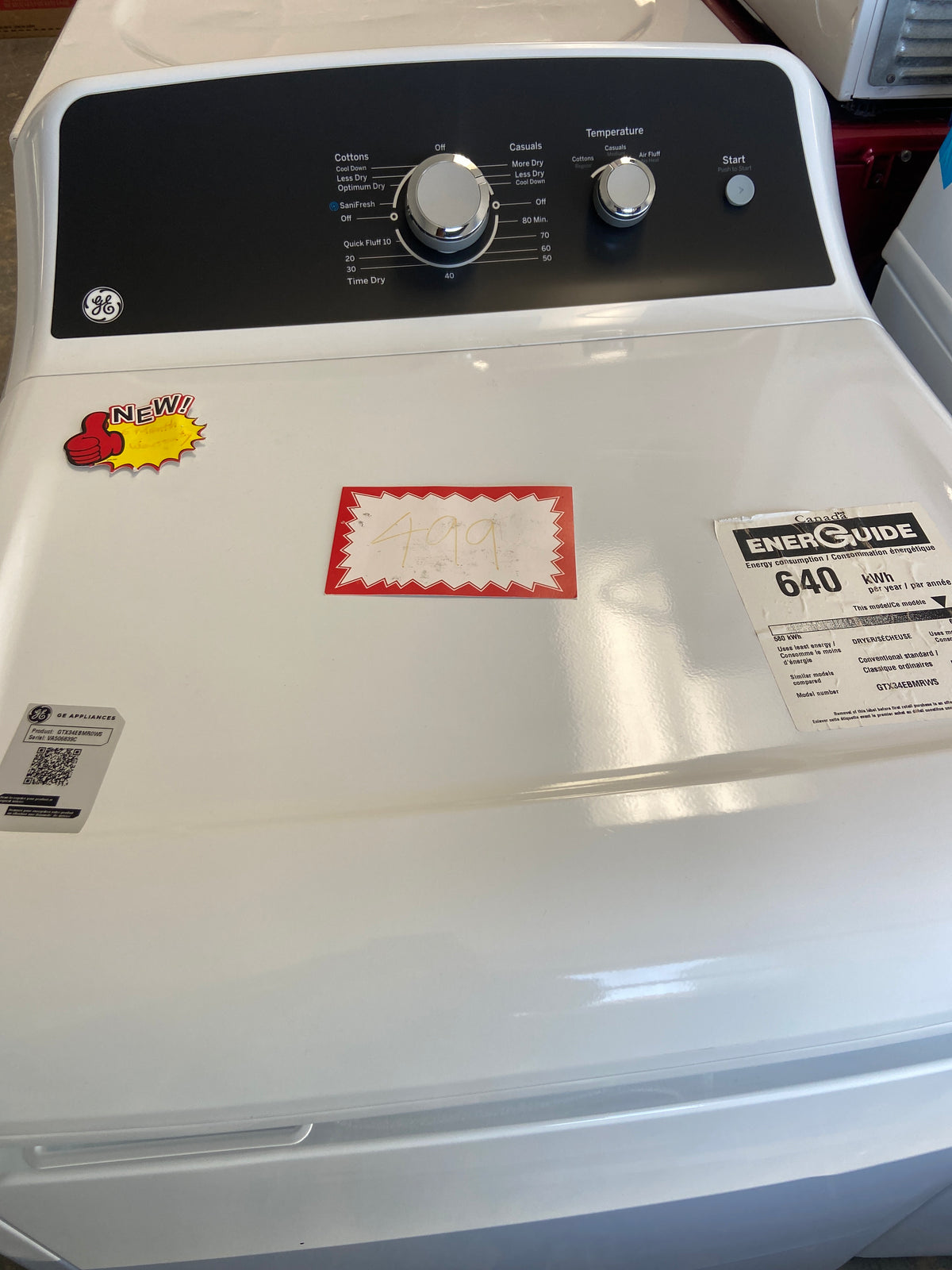 GE white dryer, “Open Box”, 6 months warranty
