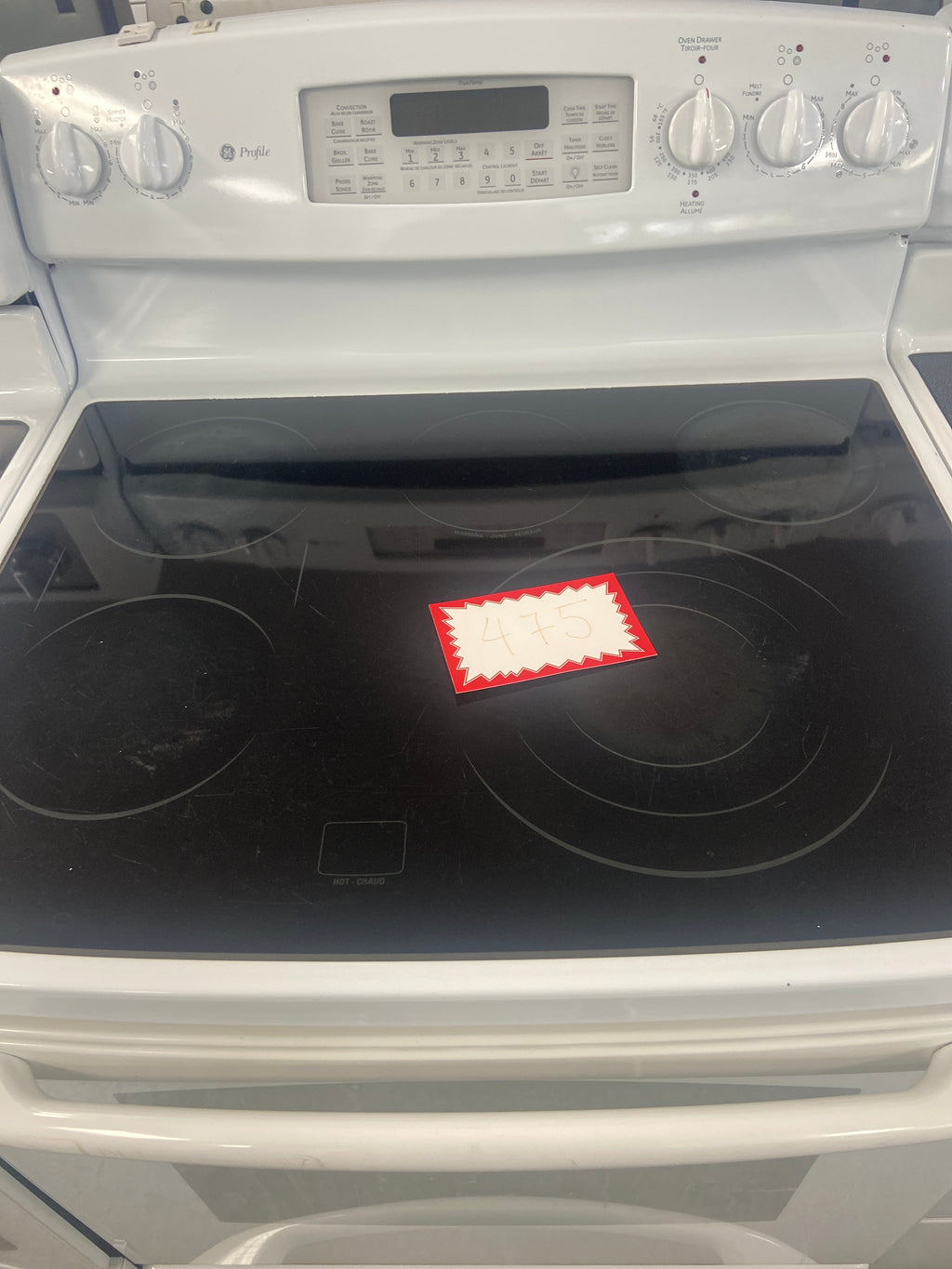 GE profile glass top stove, PCB969DR1WW, “Refurbished”, 3 Months warranty