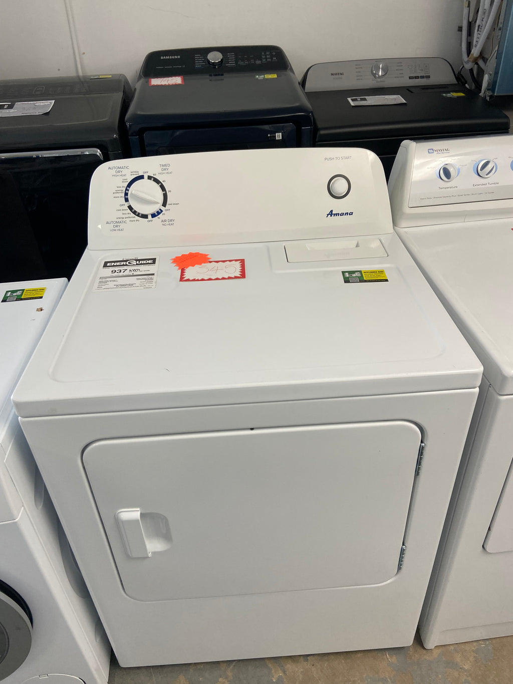 Amana YNED4655EW1 Electric Dryer, 6.5 cu. ft. Dryer Capacity, 11 Dry Cycles, 3 Temperature Settings, Vented, White colour