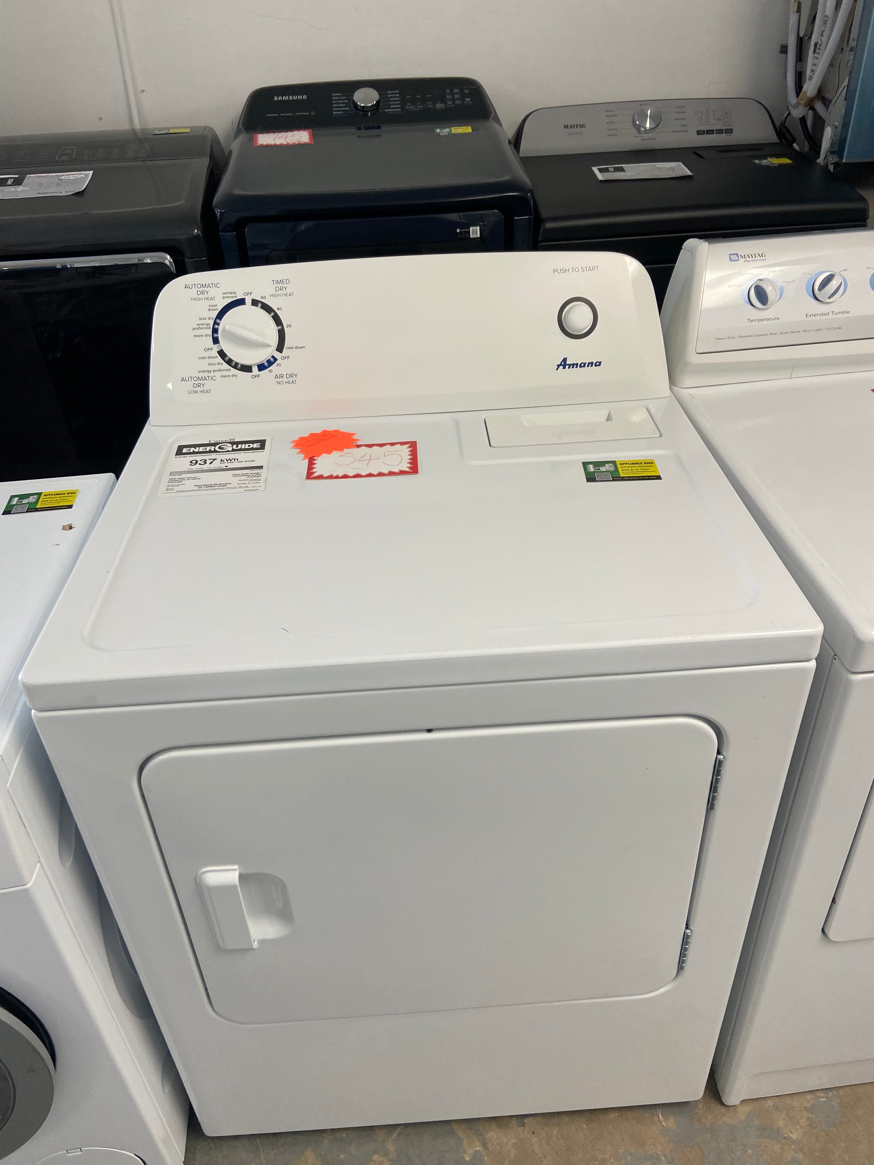 Amana YNED4655EW1 Electric Dryer, 6.5 cu. ft. Dryer Capacity, 11 Dry Cycles, 3 Temperature Settings, Vented, White colour