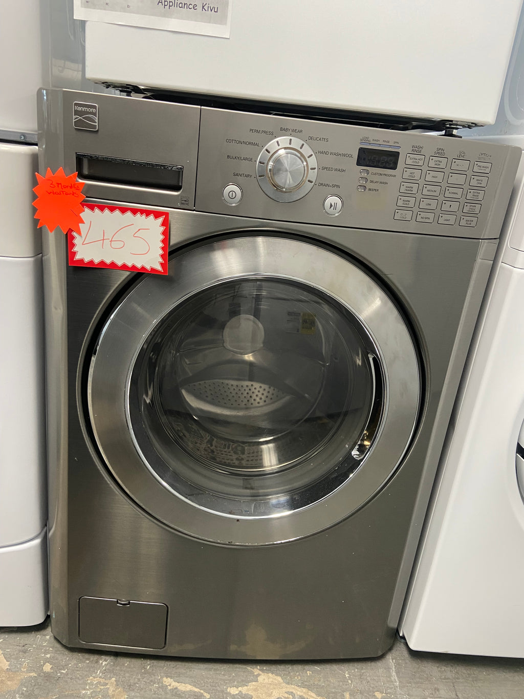 Grey 27” Width Kenmore Front Load Washer "Refurbished"