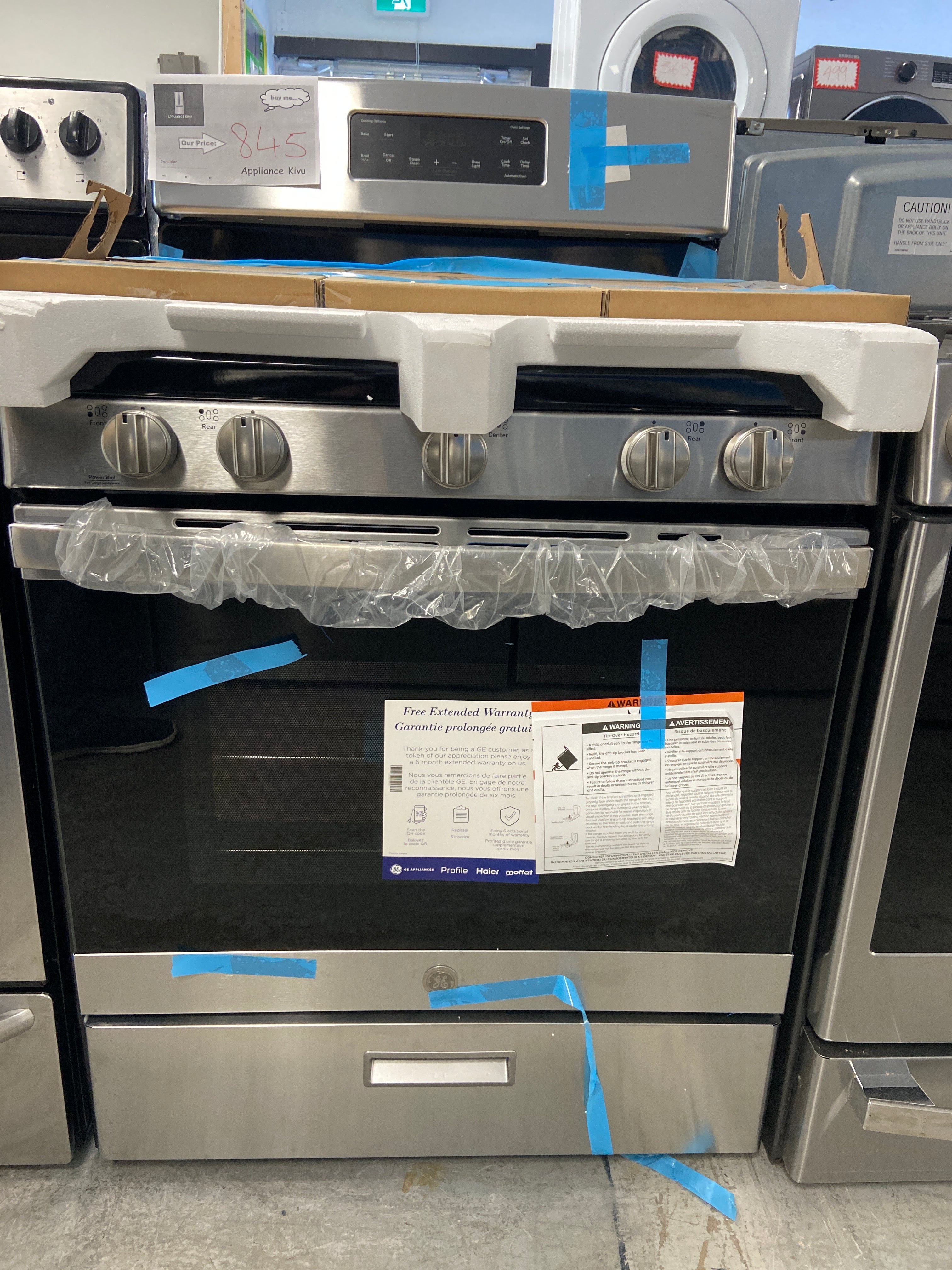 GE 30" Gas Slide-In Front Control Range with Storage Drawer Stainless Steel - JCGBS66SEK7SS