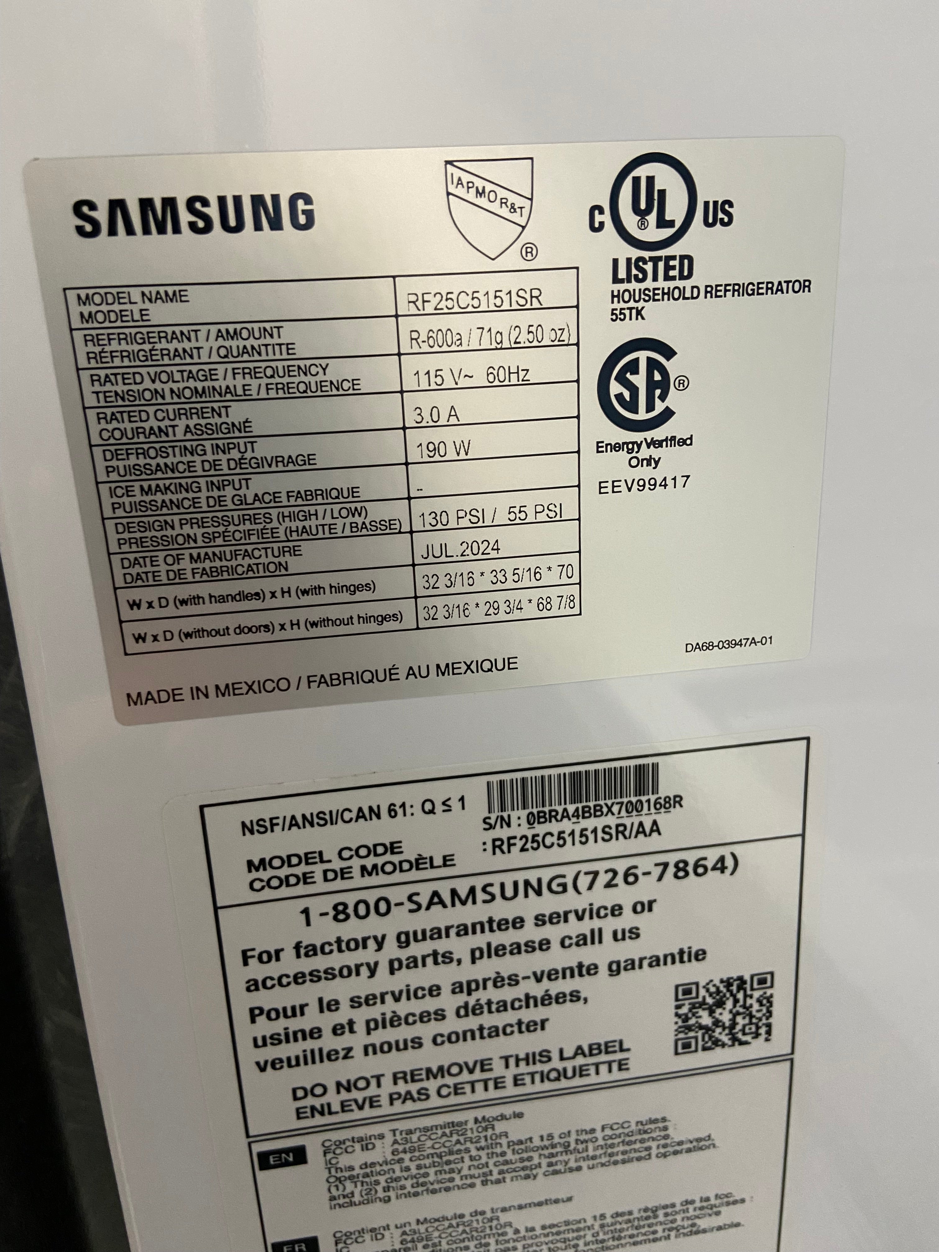 Samsung Brand New Stainless Fridge