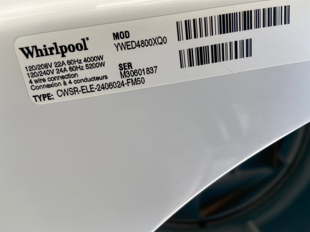 Whirlpool white dryer, “Refurbished”, 3 months Warranty