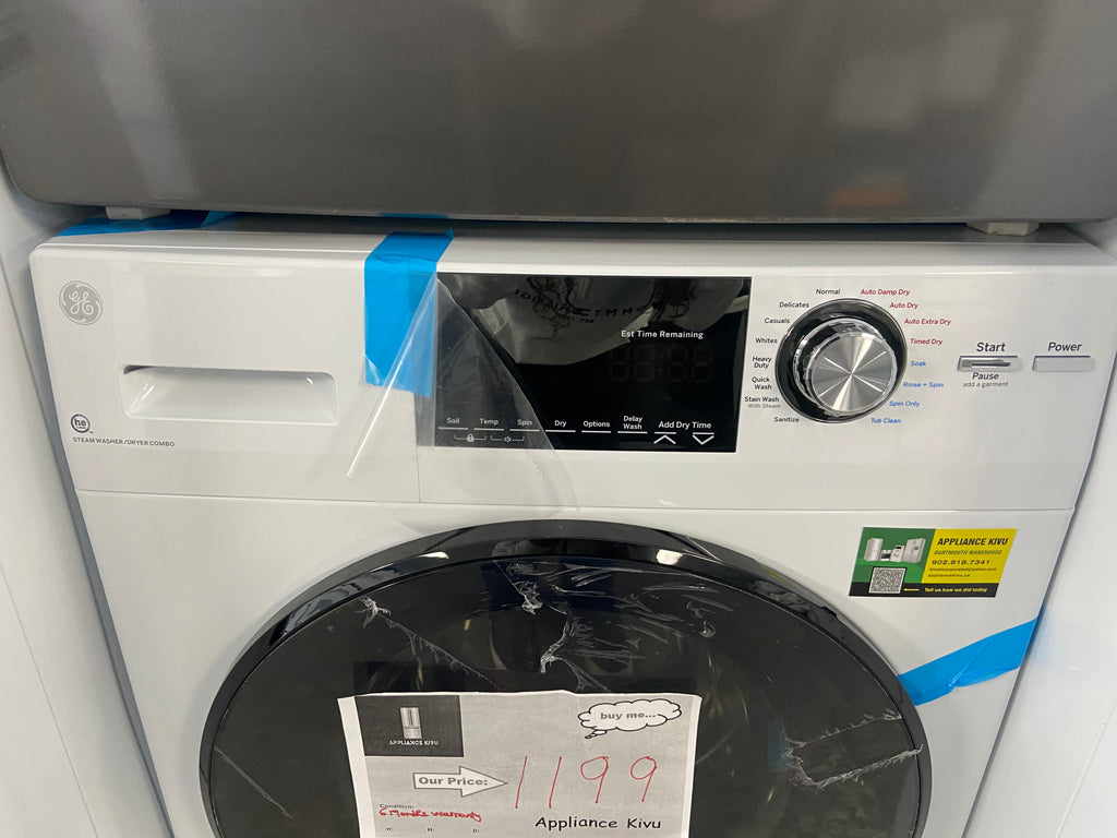GE GFQ14ESSN1WW All-in-One Washer Dryer Combo, 24 inch Width, 2.8 cu. ft. Washer Capacity, Steam Clean, 14 Wash Cycles, 5 Temperature Settings, 1,450 RPM Washer Spin Speed, Electric, White colour All-In-One Washer & Dryer
