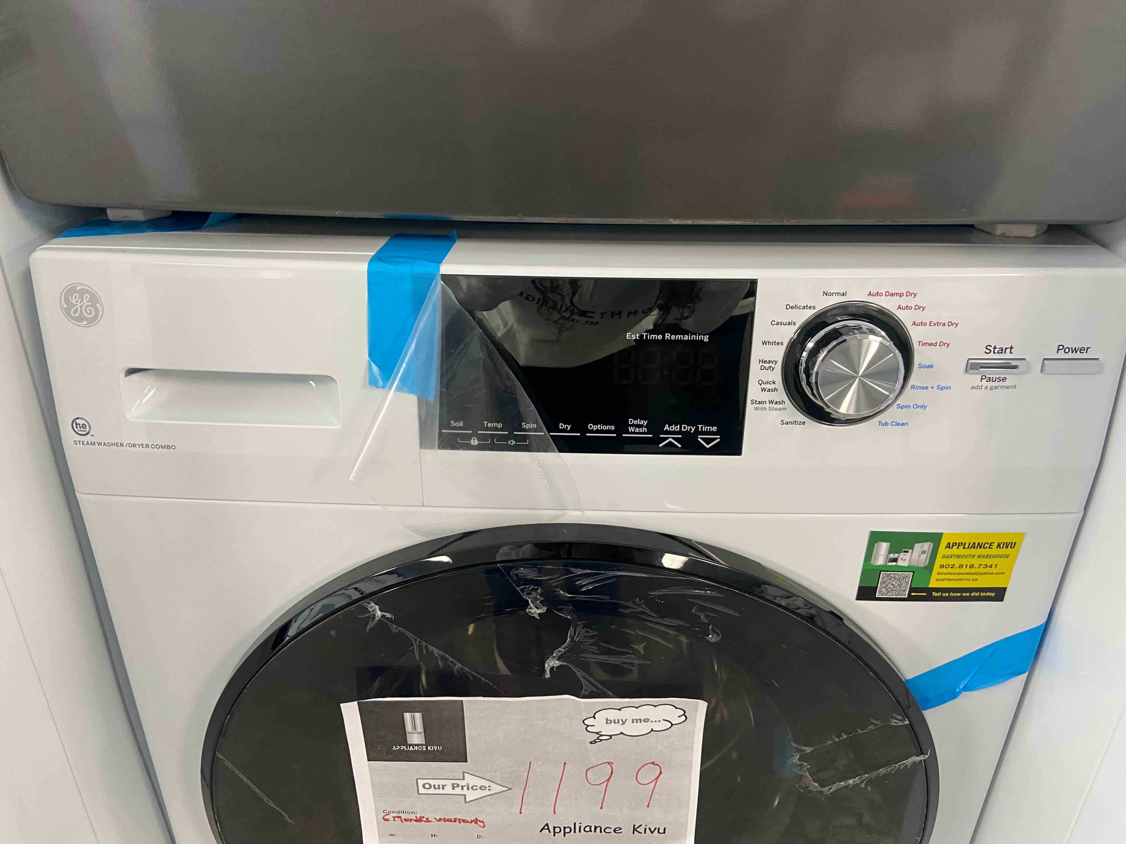 GE GFQ14ESSN1WW All-in-One Washer Dryer Combo, 24 inch Width, 2.8 cu. ft. Washer Capacity, Steam Clean, 14 Wash Cycles, 5 Temperature Settings, 1,450 RPM Washer Spin Speed, Electric, White colour All-In-One Washer & Dryer