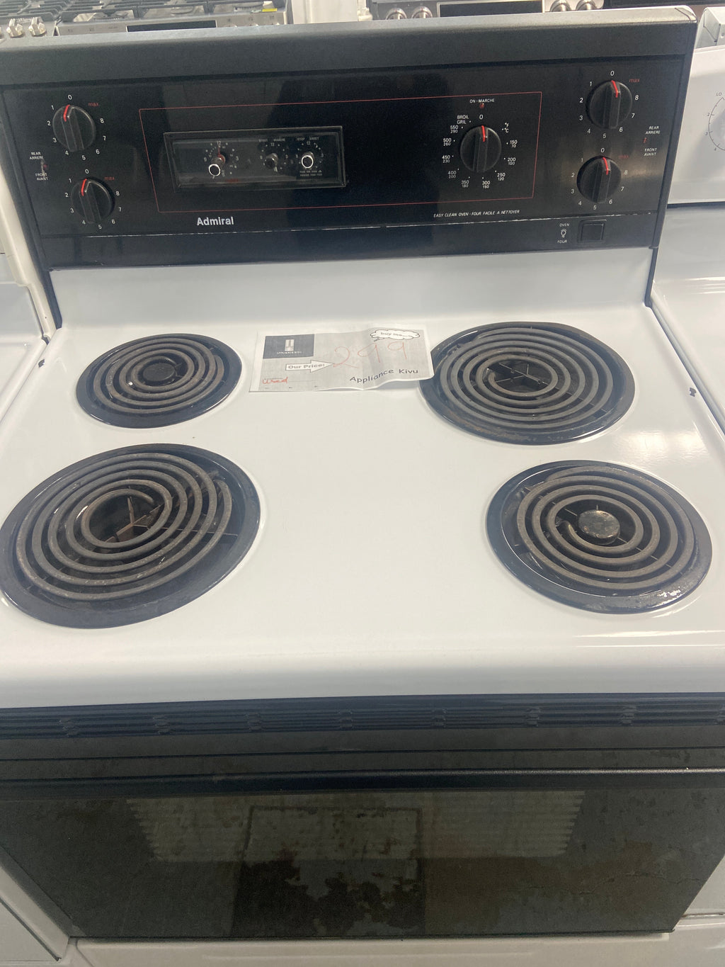 Admiral coil top stove, ADE33802, “Refurbished”, 3 Months warranty
