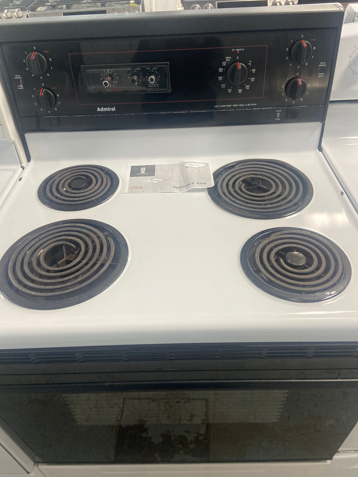 Admiral coil top stove, ADE33802, “Refurbished”, 3 Months warranty